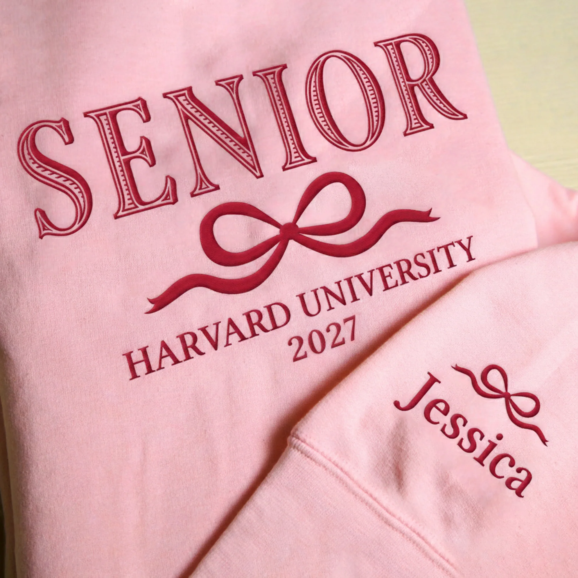 Custom Senior With Coquette Bow Sleeve Embroidered Sweatshirt LM32 893099 - Image 7