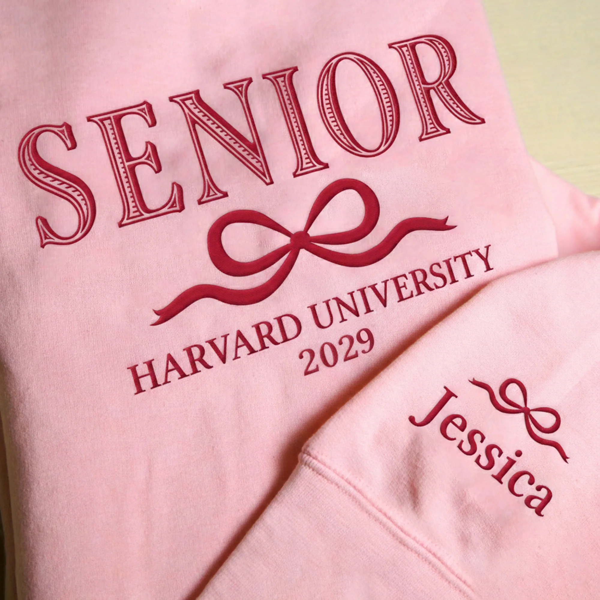 Custom Senior With Coquette Bow Sleeve Embroidered Sweatshirt LM32 893099 - Image 9