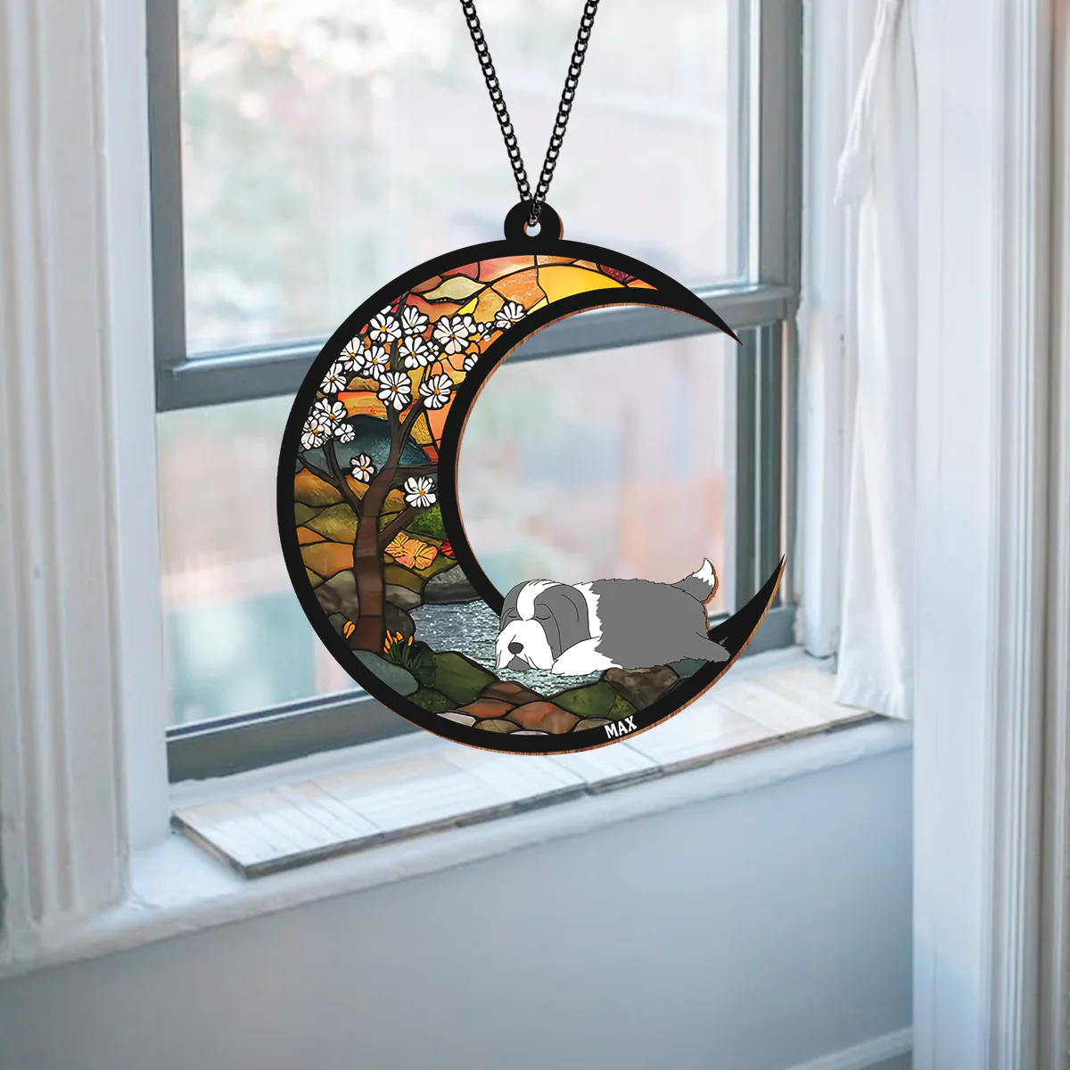 Custom Sleeping Dog Dreaming Of Treats And Belly Rubs Suncatcher LM32 893949 - Image 4