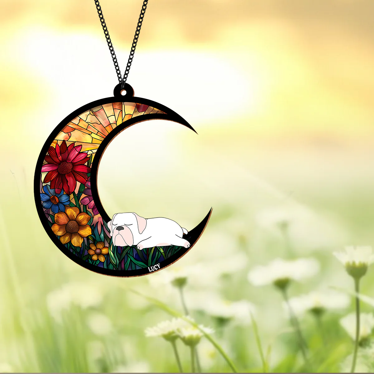 Custom Sleeping Dog Dreaming Of Treats And Belly Rubs Suncatcher LM32 893949 - Image 5
