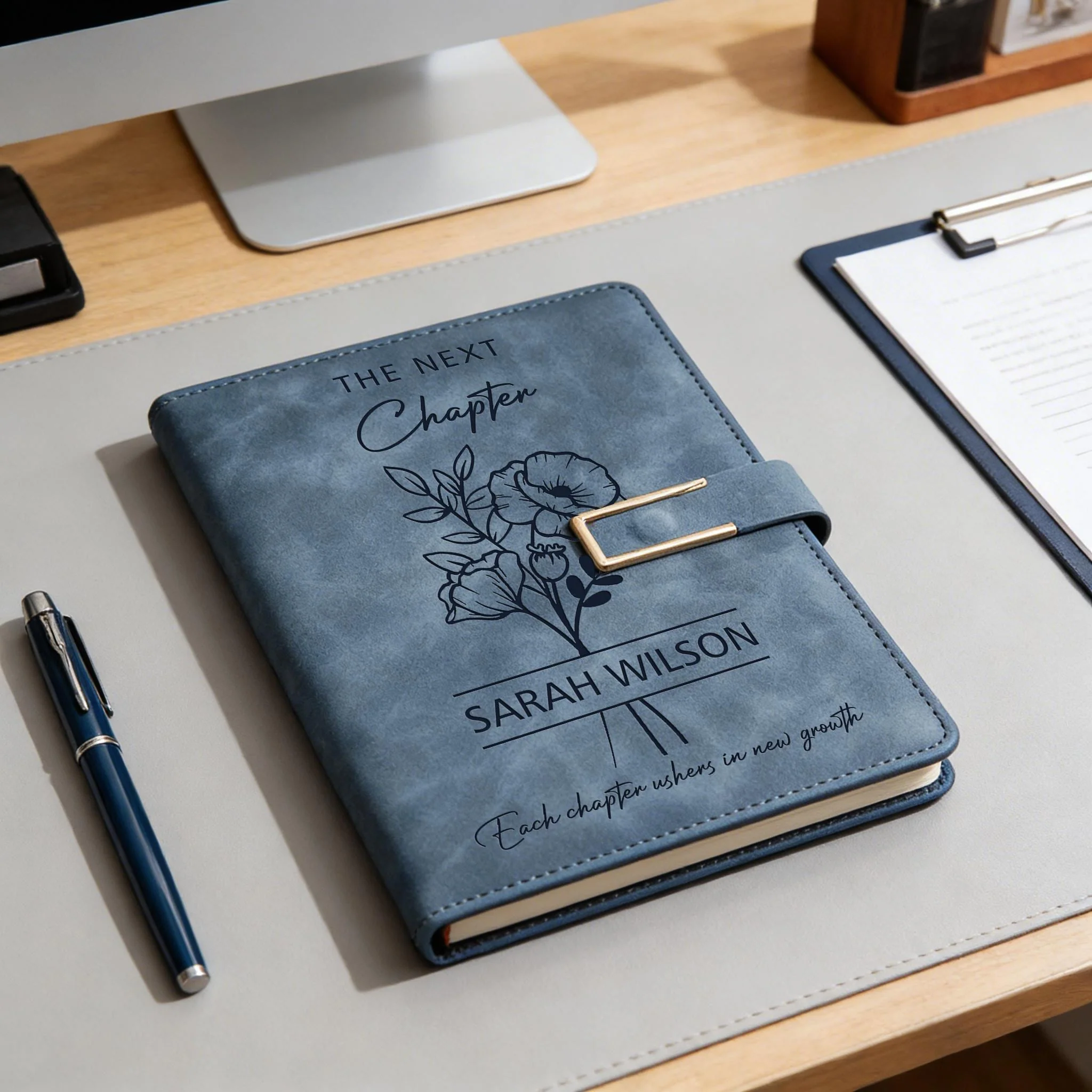 Custom The Next Chapter Journal Engraved Leather Notebook Set With Pen, Graduation Gift LM32 899831 - Image 3