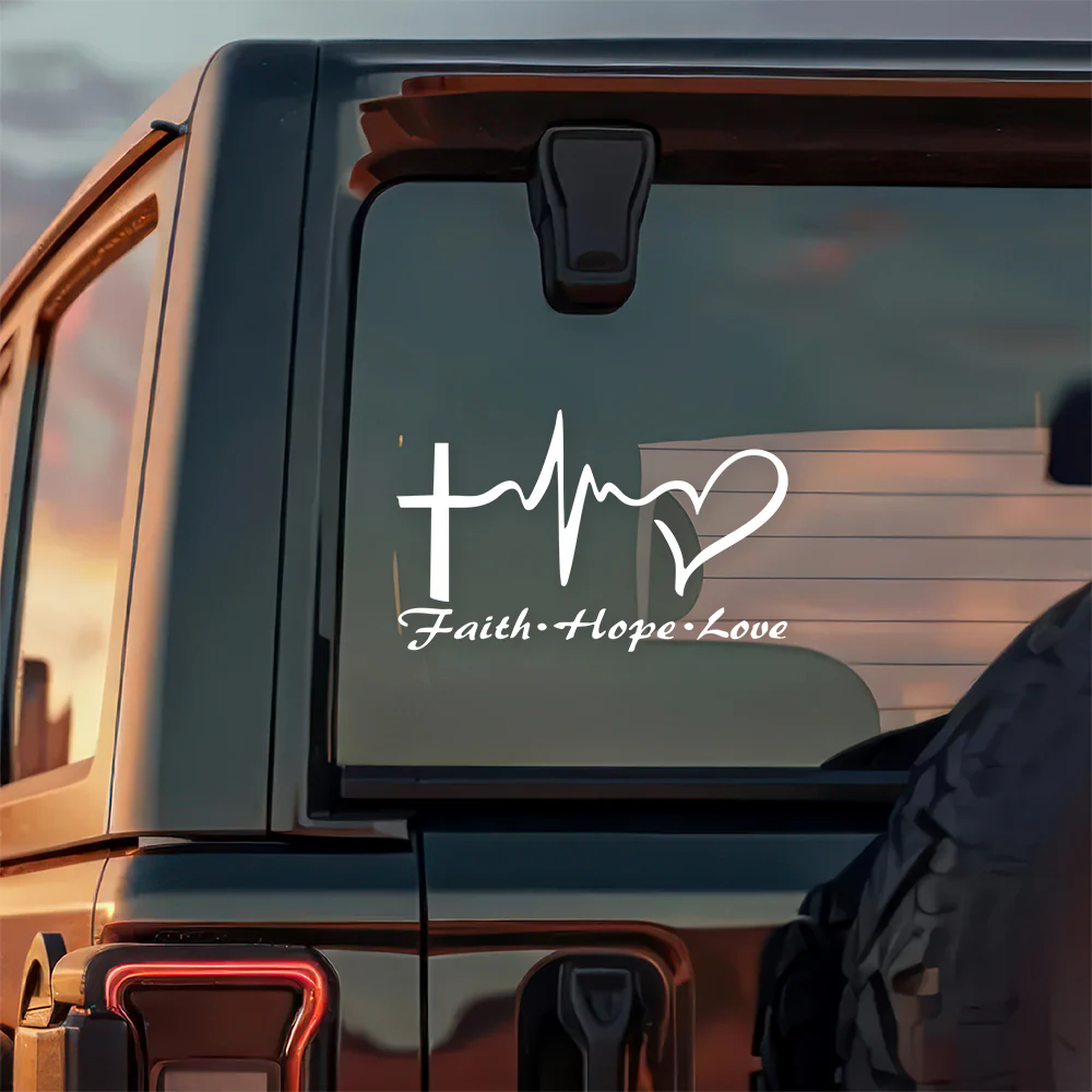 Faith Hope Love Jesus Heartbeat Car Window Decal Sticker LM32 897457 - Image 3