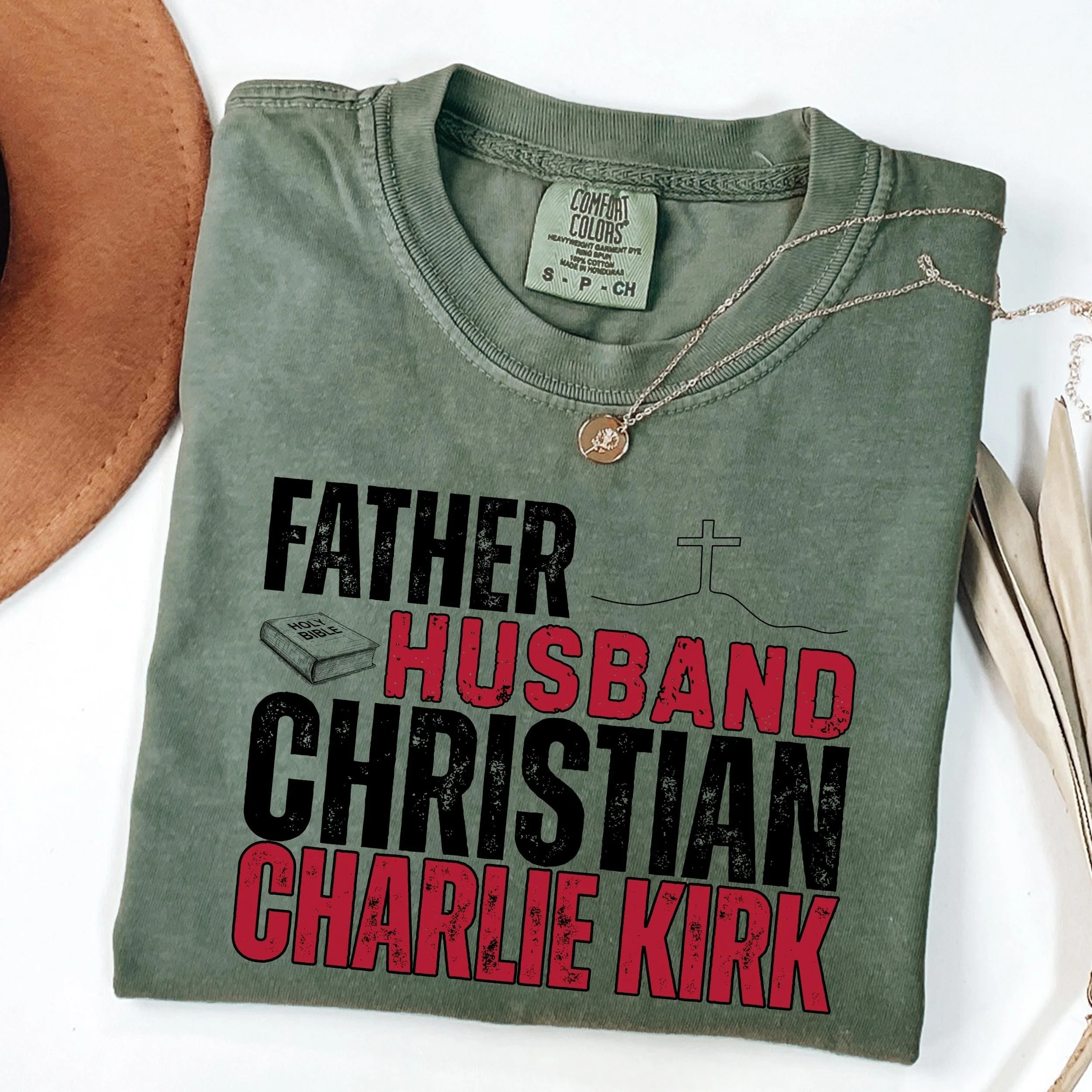 Father Husband Christian Charlie Kirk Conservative Christian Bright Shirt LM32 65415 - Image 2