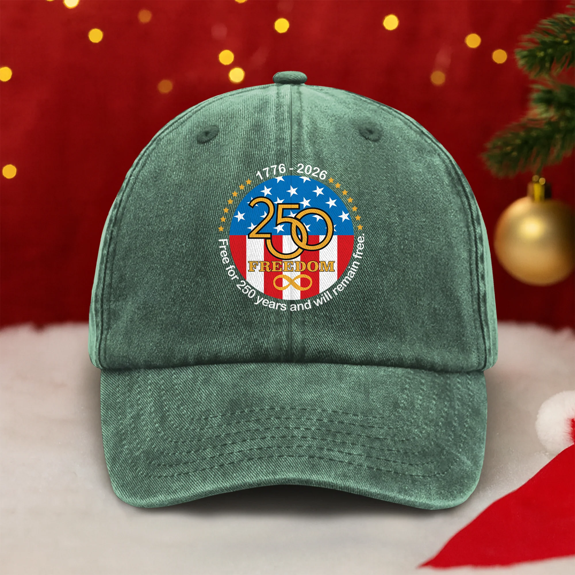 Free For 250 Years And Will Remain Free  Washed Denim Baseball Cap LM32 895153 - Image 4