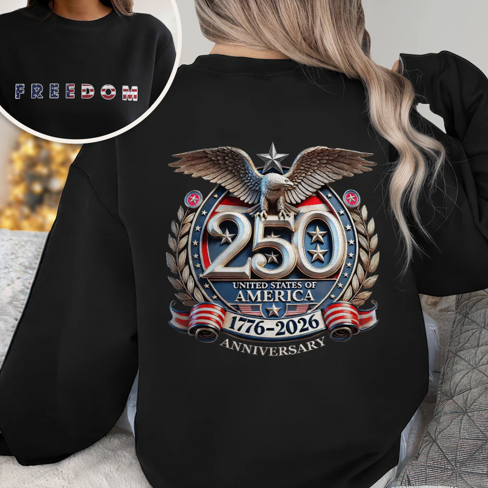 Freedom USA Eagles 250th Anniversary Semiquincentennial Back & Front Dark Shirt LM32 899191 - Image 2