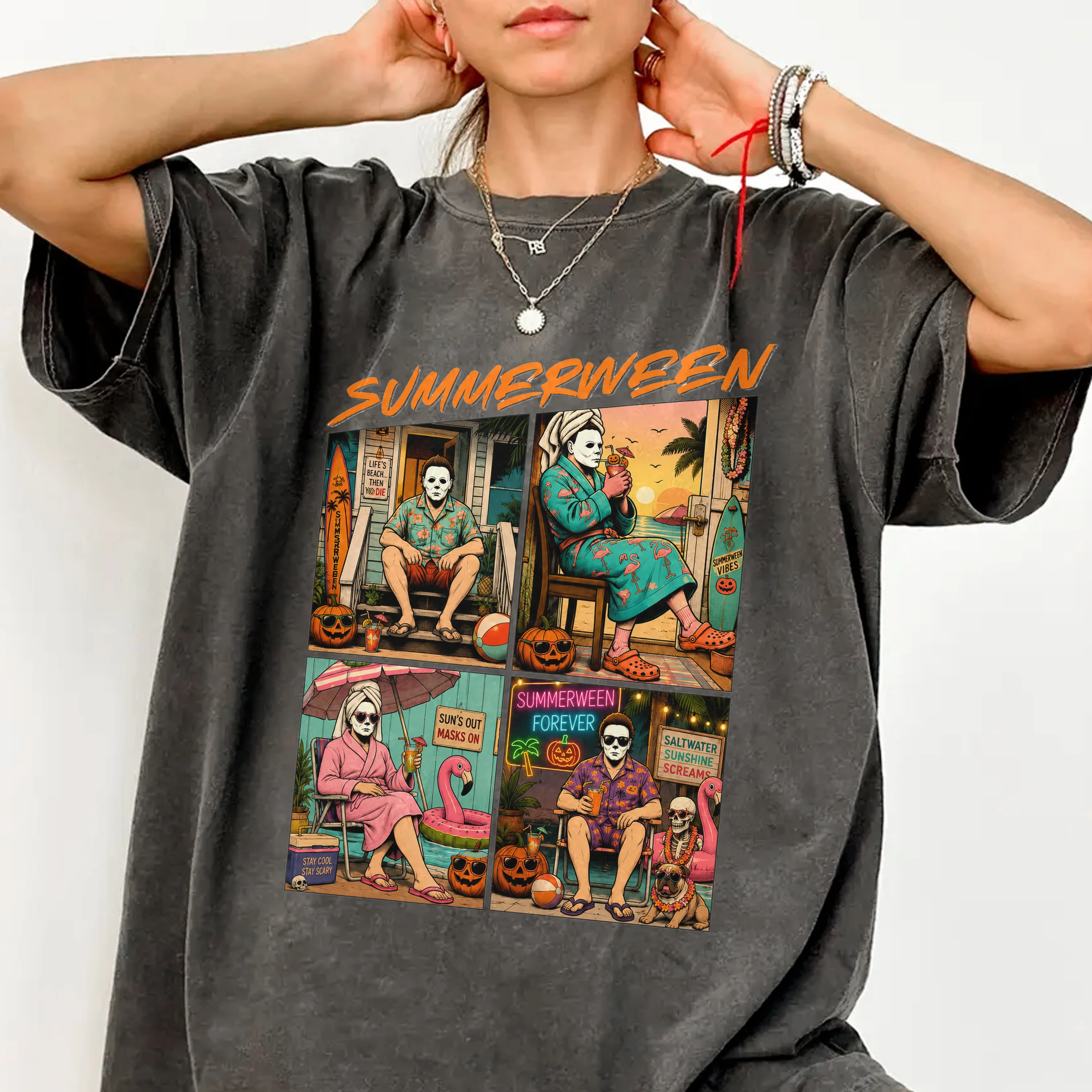 Funny Summerween Comfort Shirt - Spooky Summer Beach Vacation Shirt Gift LM32 669477 - Image 2