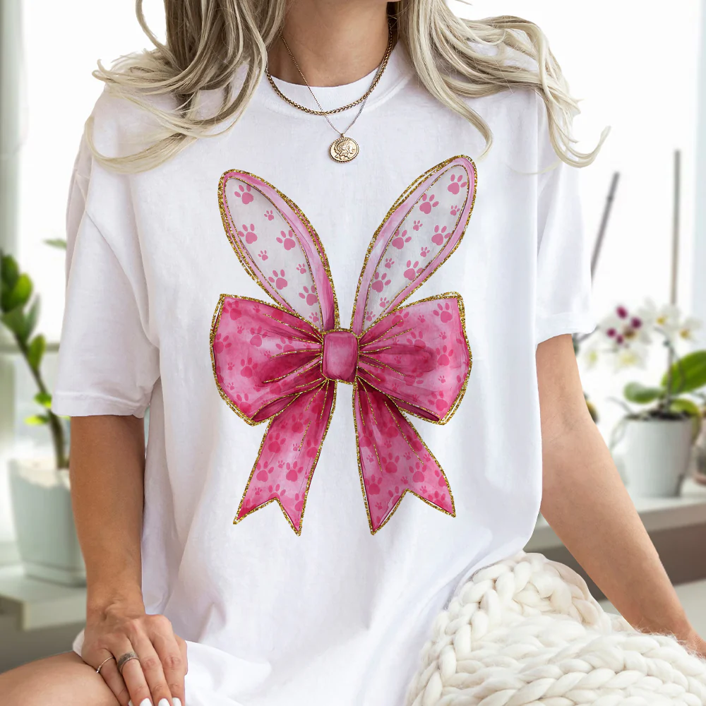 Gold Coquette Easter Bunny T-Shirt LM32 893123 - Image 2