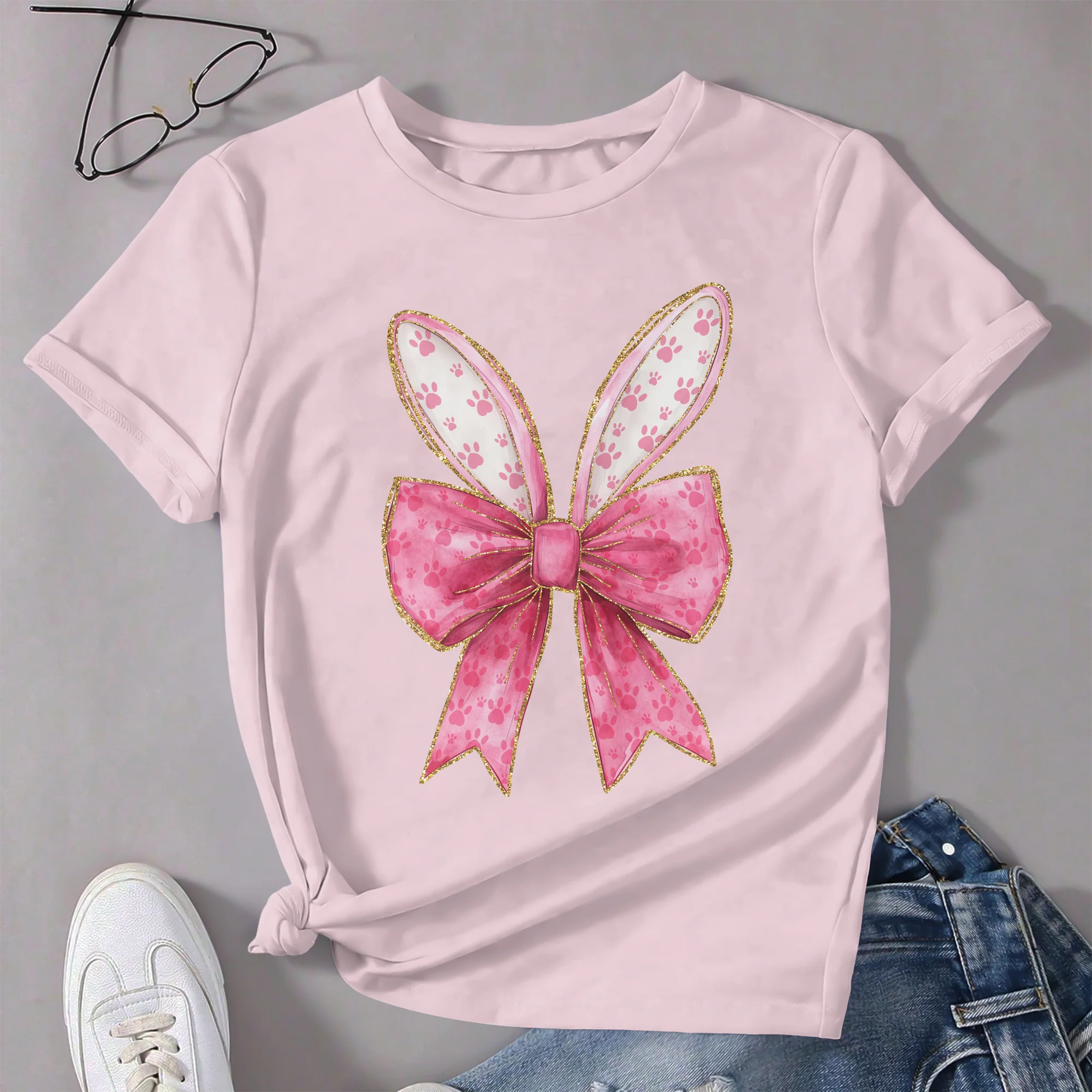 Gold Coquette Easter Bunny T-Shirt LM32 893123 - Image 5