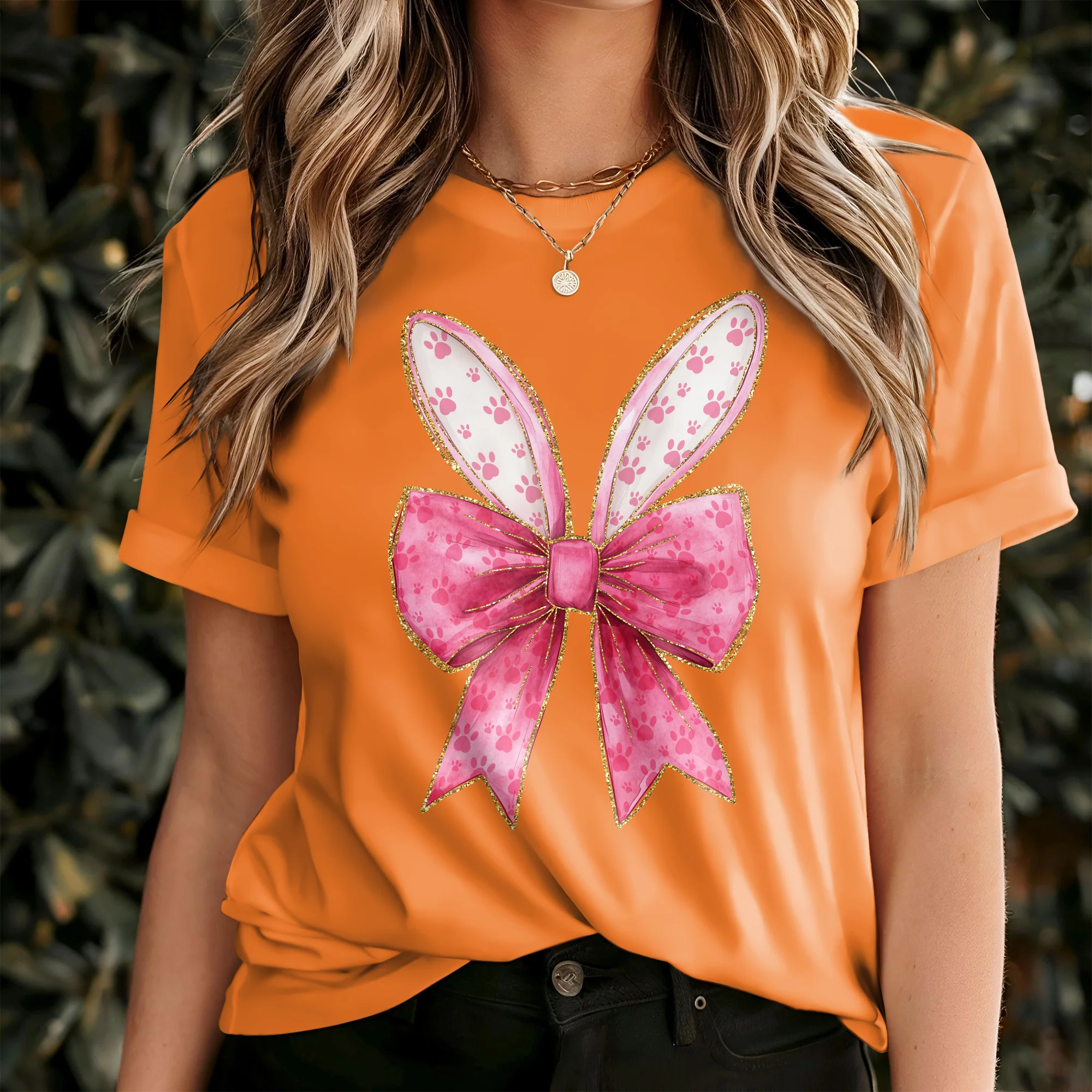 Gold Coquette Easter Bunny T-Shirt LM32 893123 - Image 6