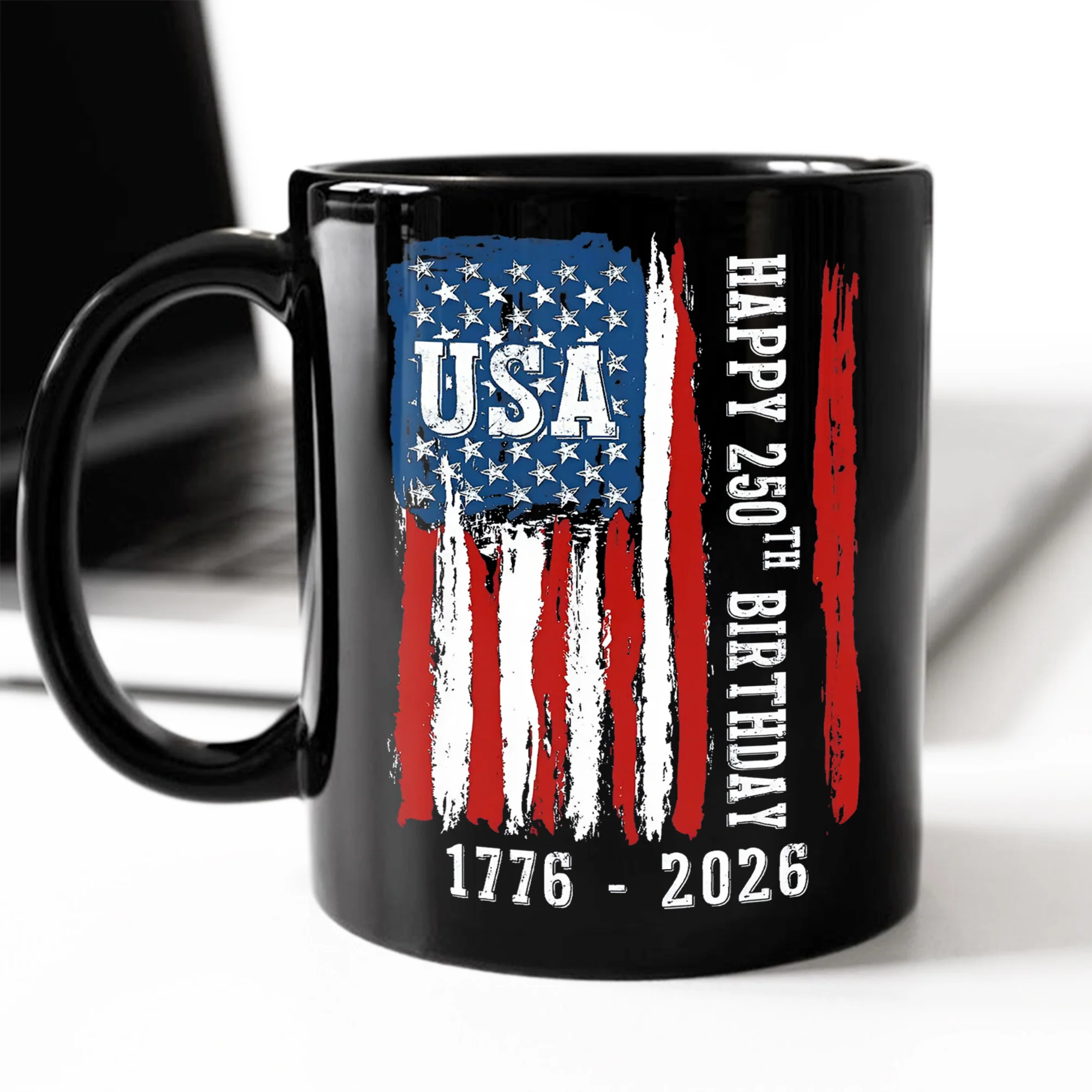 Happy 250th Birthday America Flag Black Mug LM32 895287 - Image 2