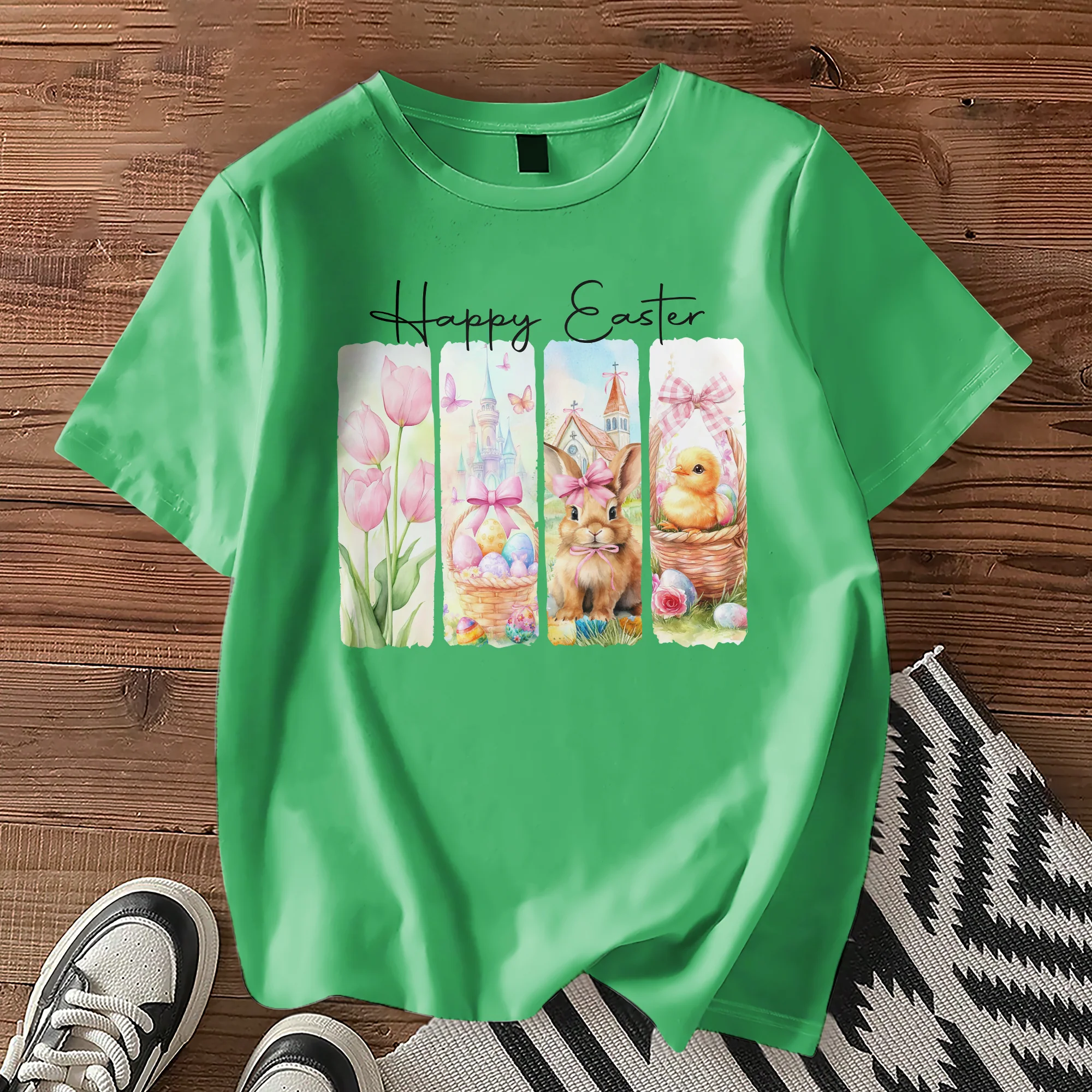 Happy Easter Black Bunny T-Shirt LM32 893117 - Image 3