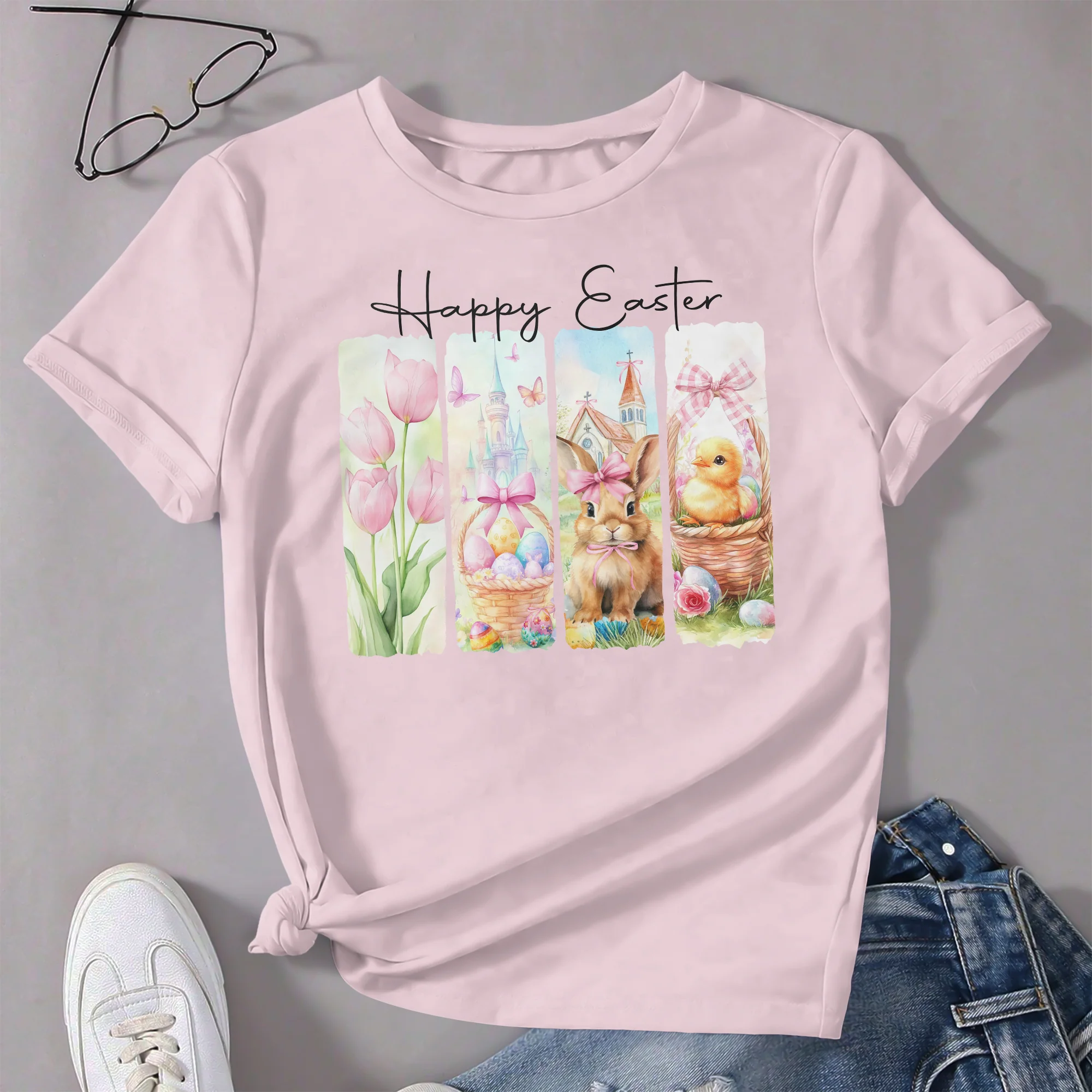 Happy Easter Black Bunny T-Shirt LM32 893117 - Image 4