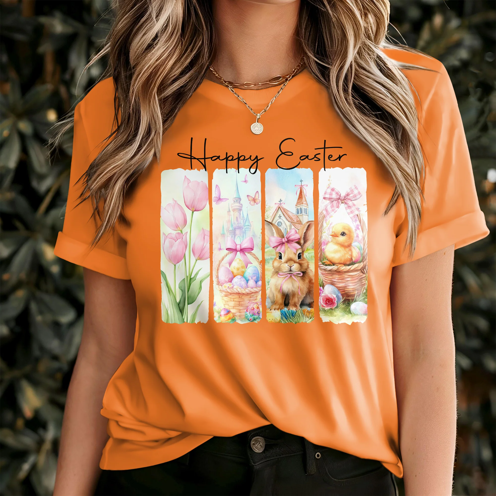 Happy Easter Black Bunny T-Shirt LM32 893117 - Image 6