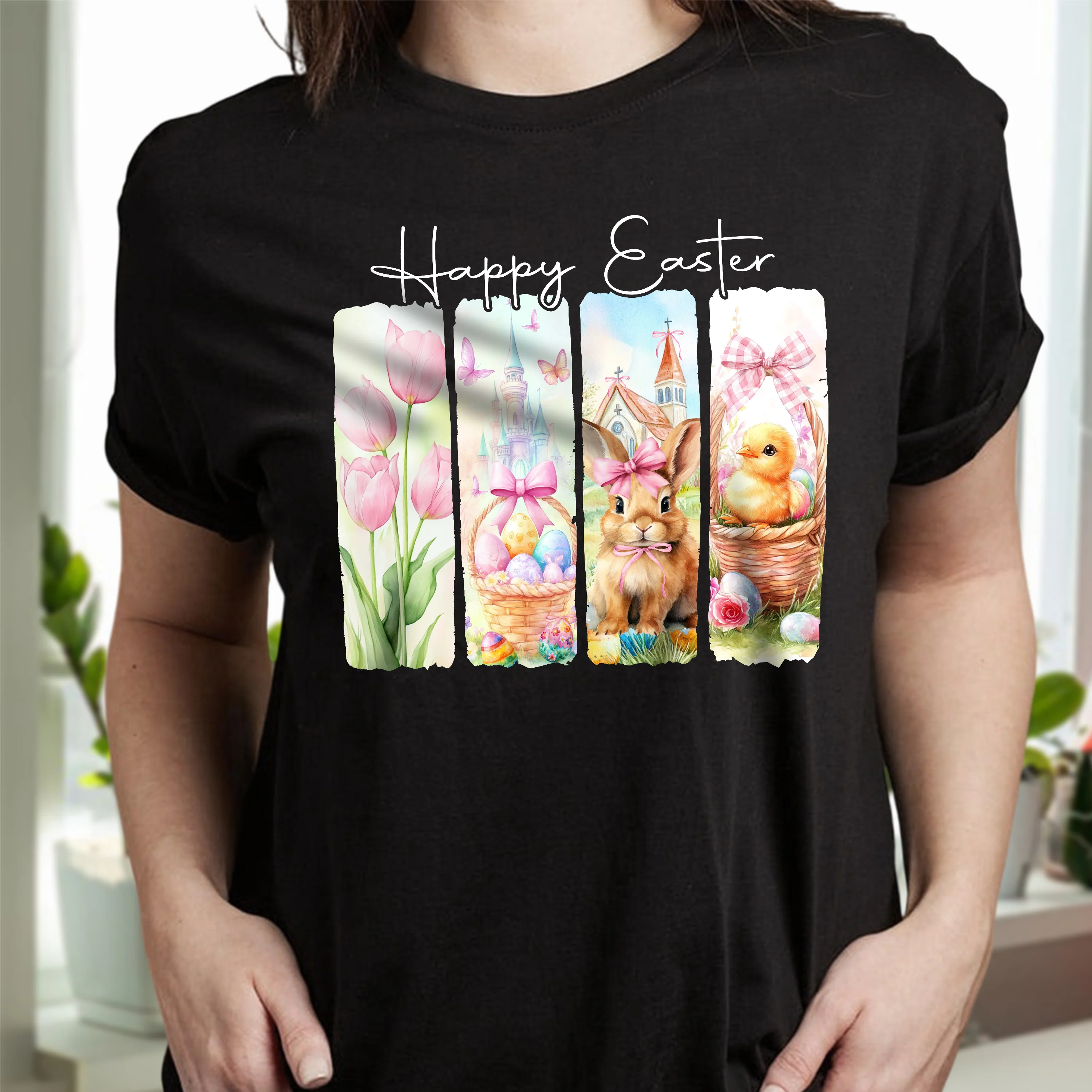 Happy Easter White Bunny T-Shirt LM32 893115 - Image 2