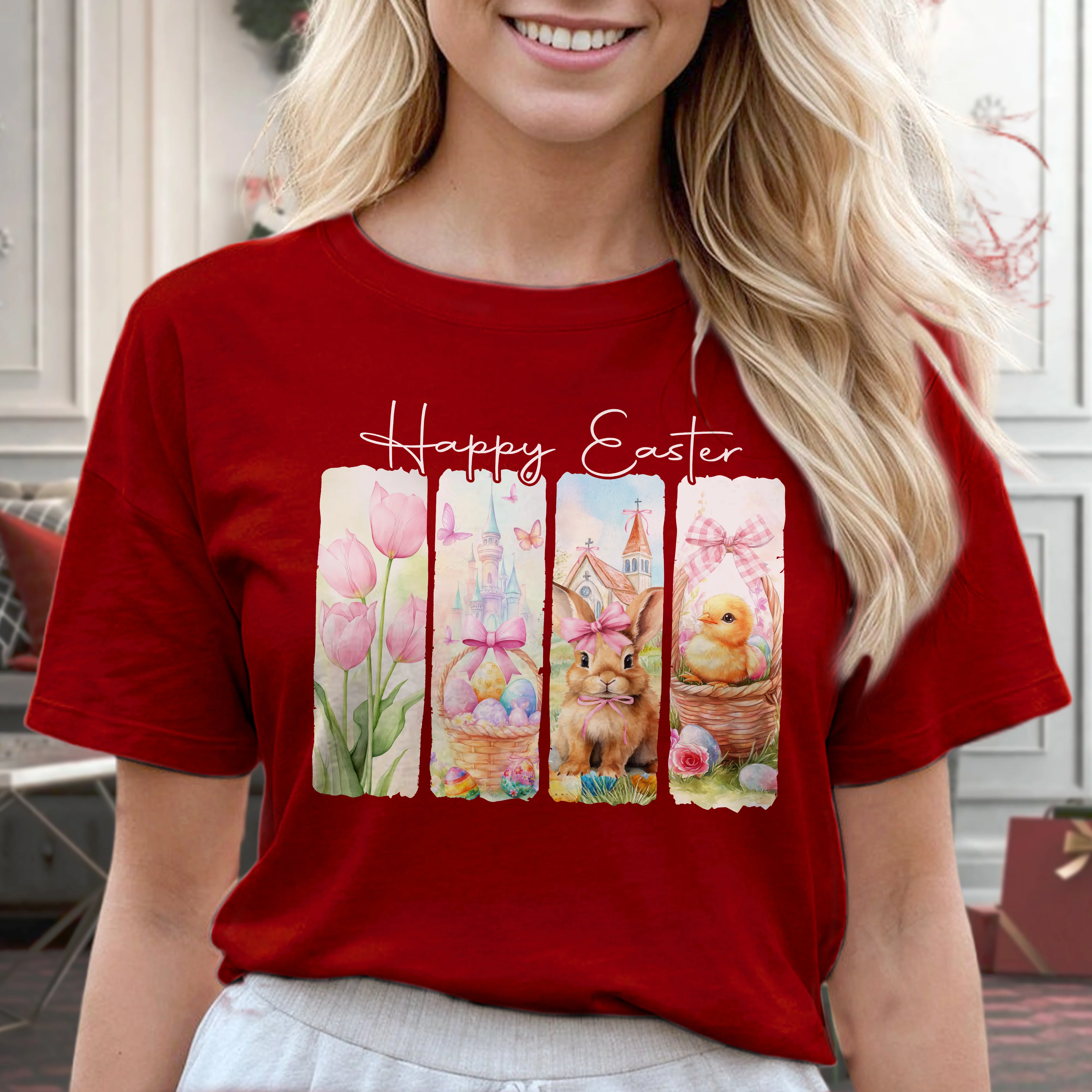 Happy Easter White Bunny T-Shirt LM32 893115 - Image 3