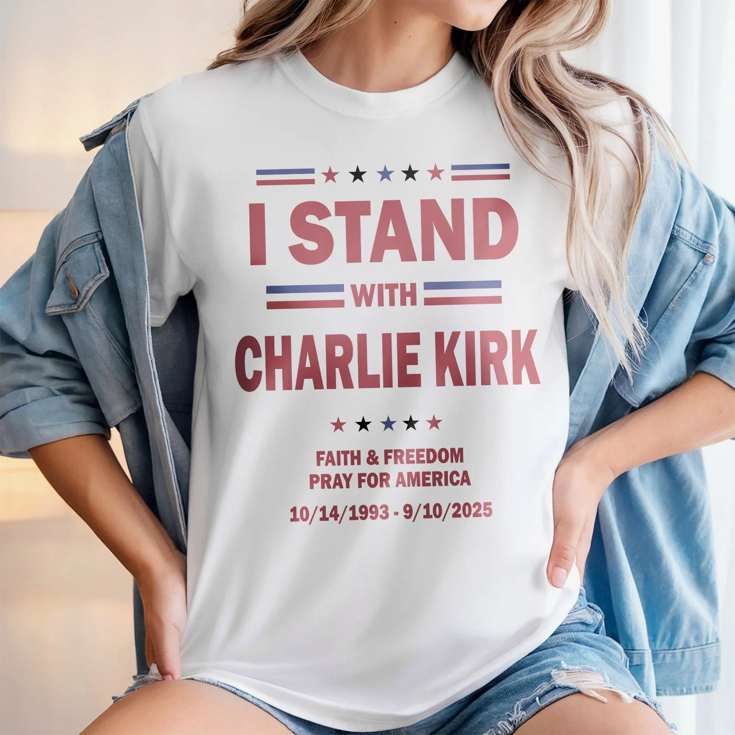 I Stand With Charlie Kirk, Faith & Freedom Bright Shirt LM32 65481 - Image 5