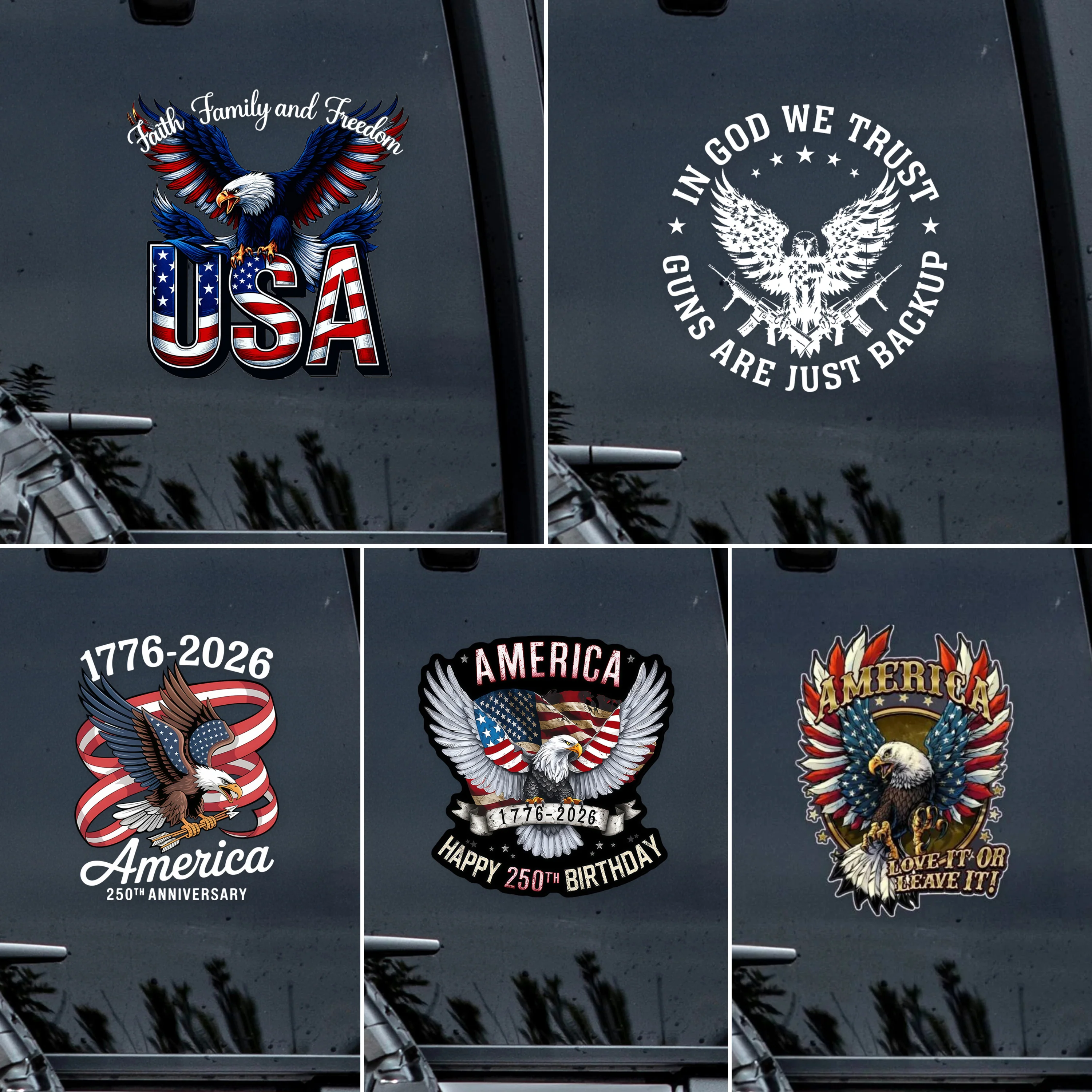 In God We Trust Eagle - Guns Are Just Backup Car Window Decal Sticker LM32 895463 - Image 2