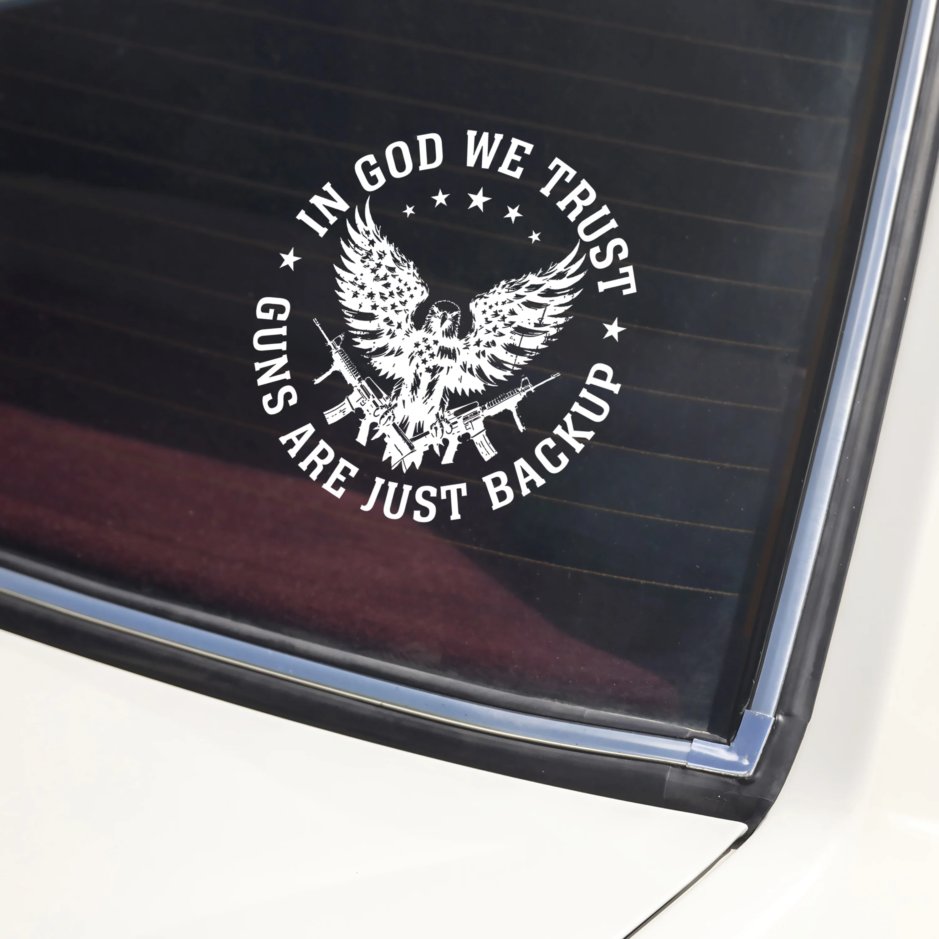 In God We Trust Eagle - Guns Are Just Backup Car Window Decal Sticker LM32 895463 - Image 5
