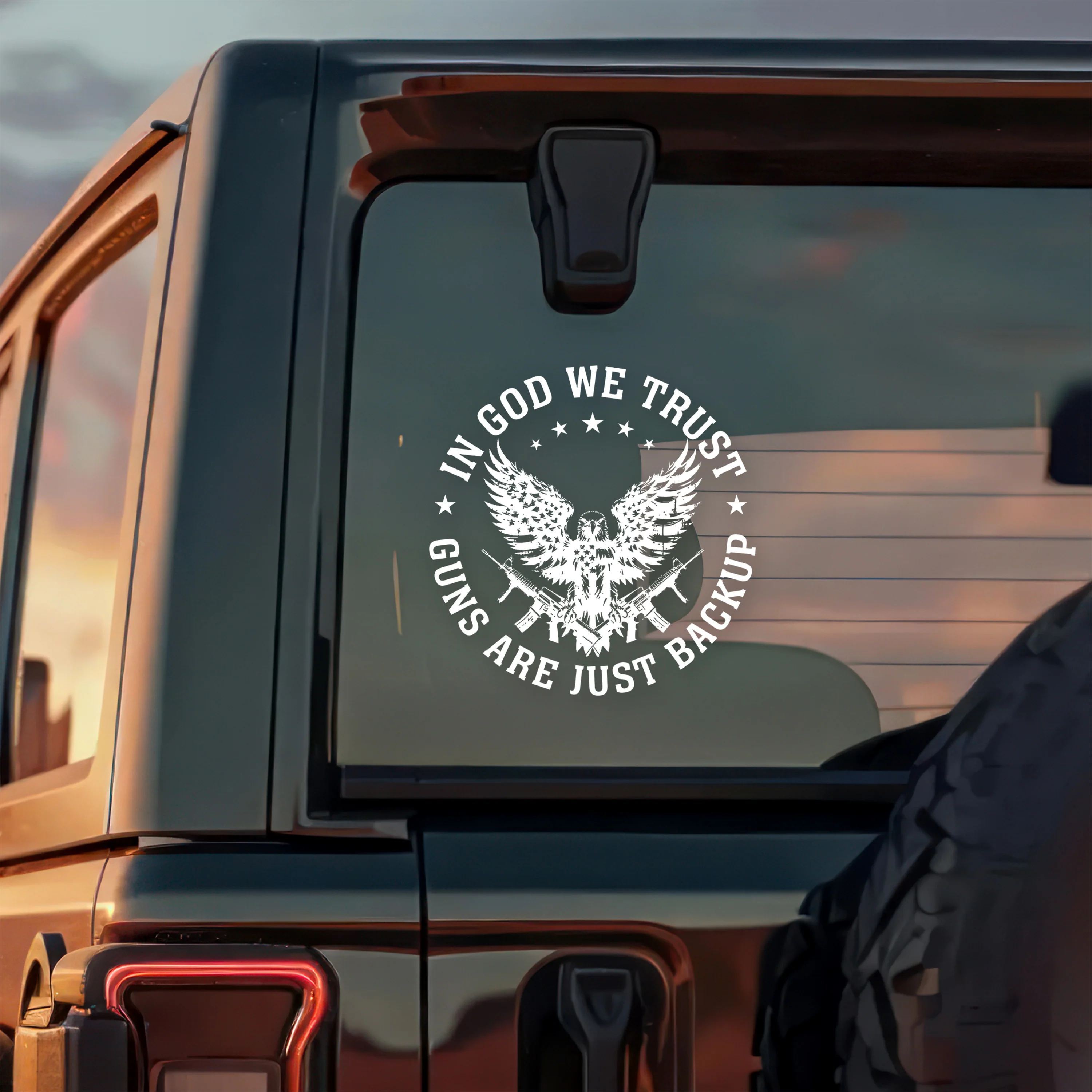 In God We Trust Eagle - Guns Are Just Backup Car Window Decal Sticker LM32 895463 - Image 7