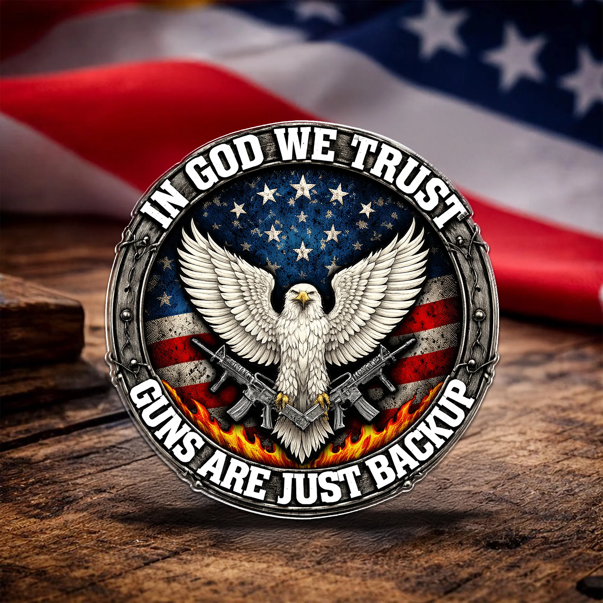 In God We Trust Eagle - Guns Are Just Backup Eagle Acrylic Pin LM32 899527 - Image 4