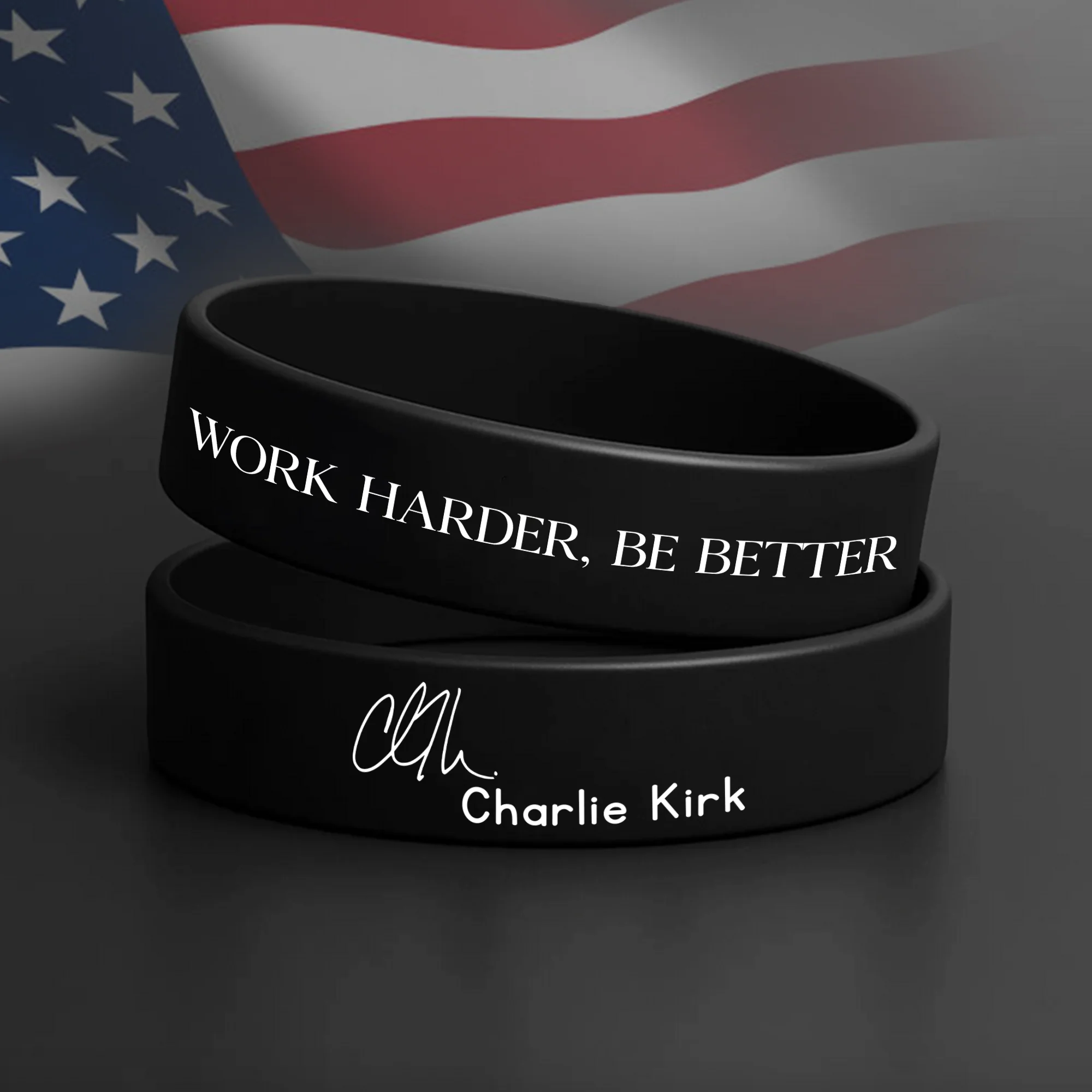 Laser Engraved Silicone Bracelet “FREEDOM” Charlie Kirk Tribute American Flag LM32 65733 - Image 3