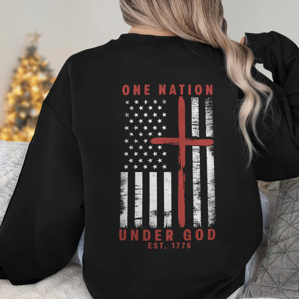 One Nation Under God Est 1776 Backside Shirt LM32 895453 - Image 3
