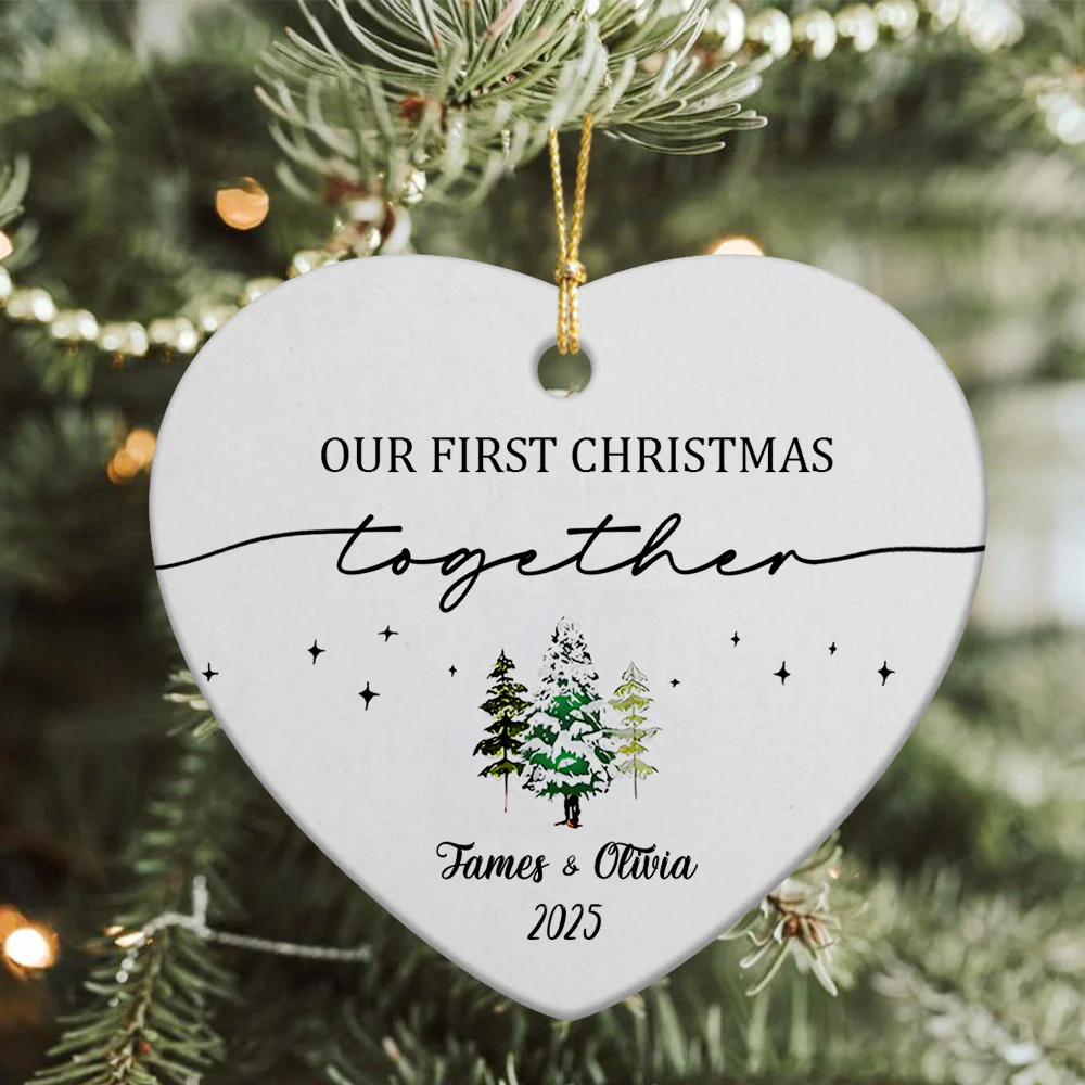 Our First Christmas As Mr and Mrs Couple Heart Shaped Ceramic Ornament LM32 895717 - Image 4