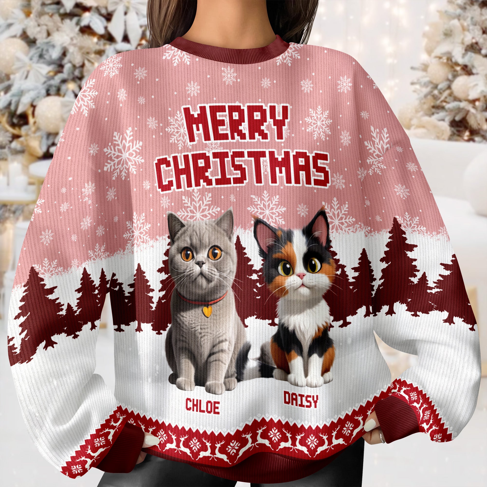 Personalized 3D Cute Cat Meowy Christmas Ugly Sweater For Cat Lovers LM32 895995 - Image 6