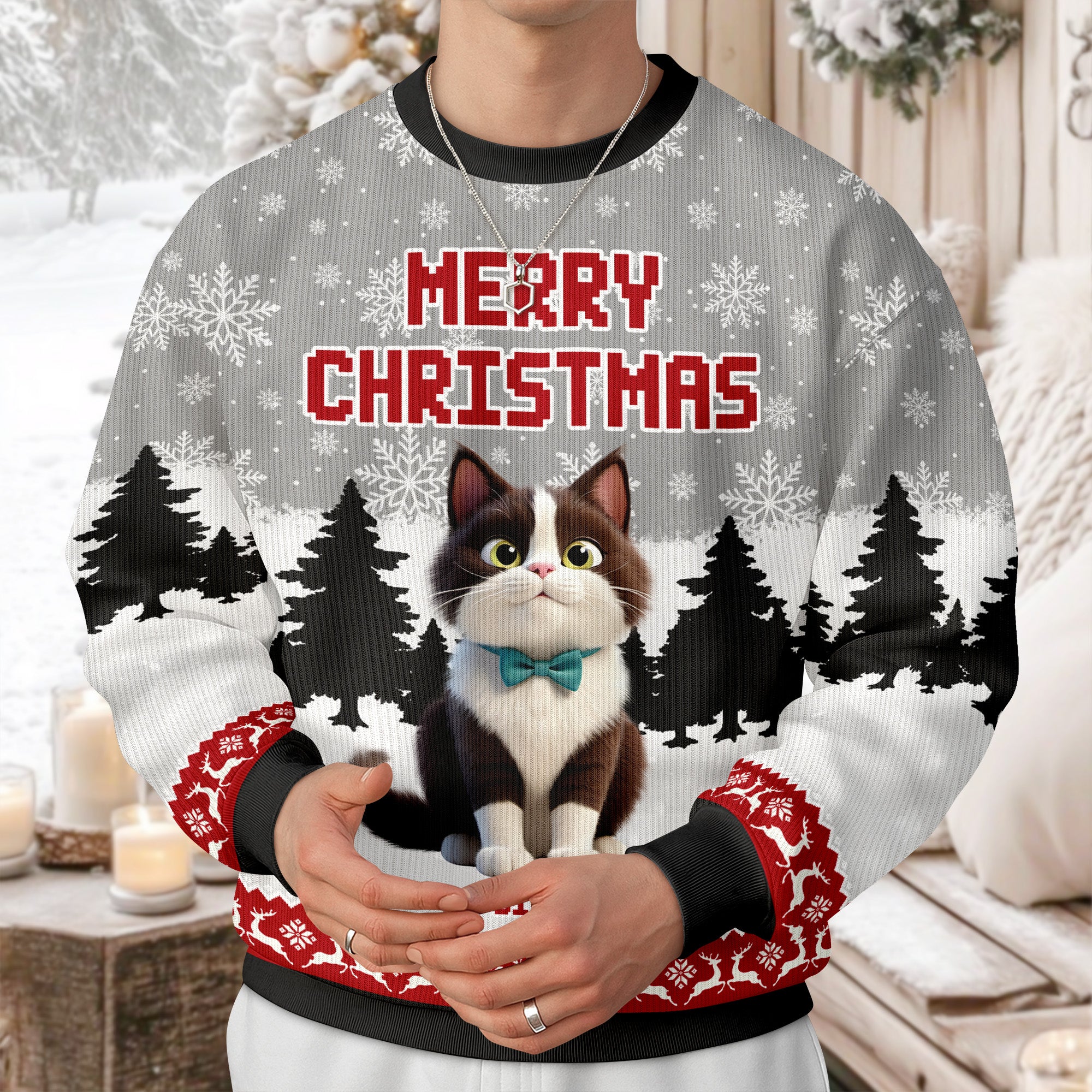 Personalized 3D Cute Cat Meowy Christmas Ugly Sweater For Cat Lovers LM32 895995 - Image 8
