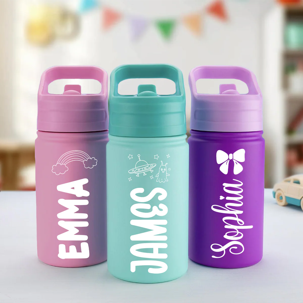 Personalized Adorable Icon With Name Kid Insulated Water Bottle With Straw LM32 893719 - Image 5