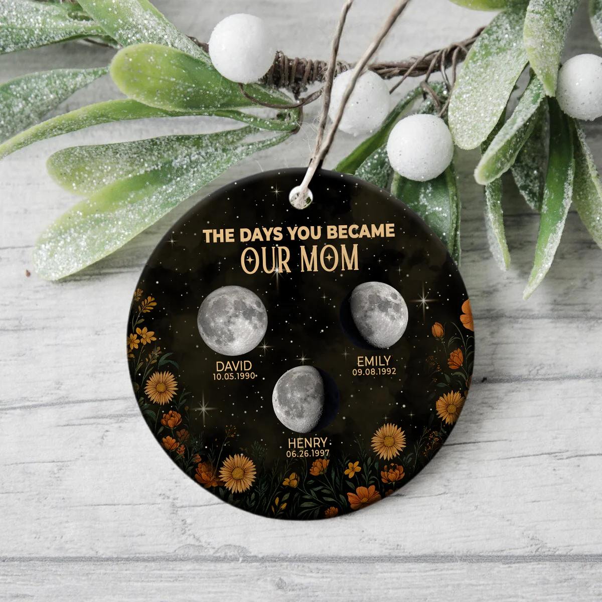Personalized Birth Month The Day You Become Mom Ceramic Ornament LM32 895387 - Image 2