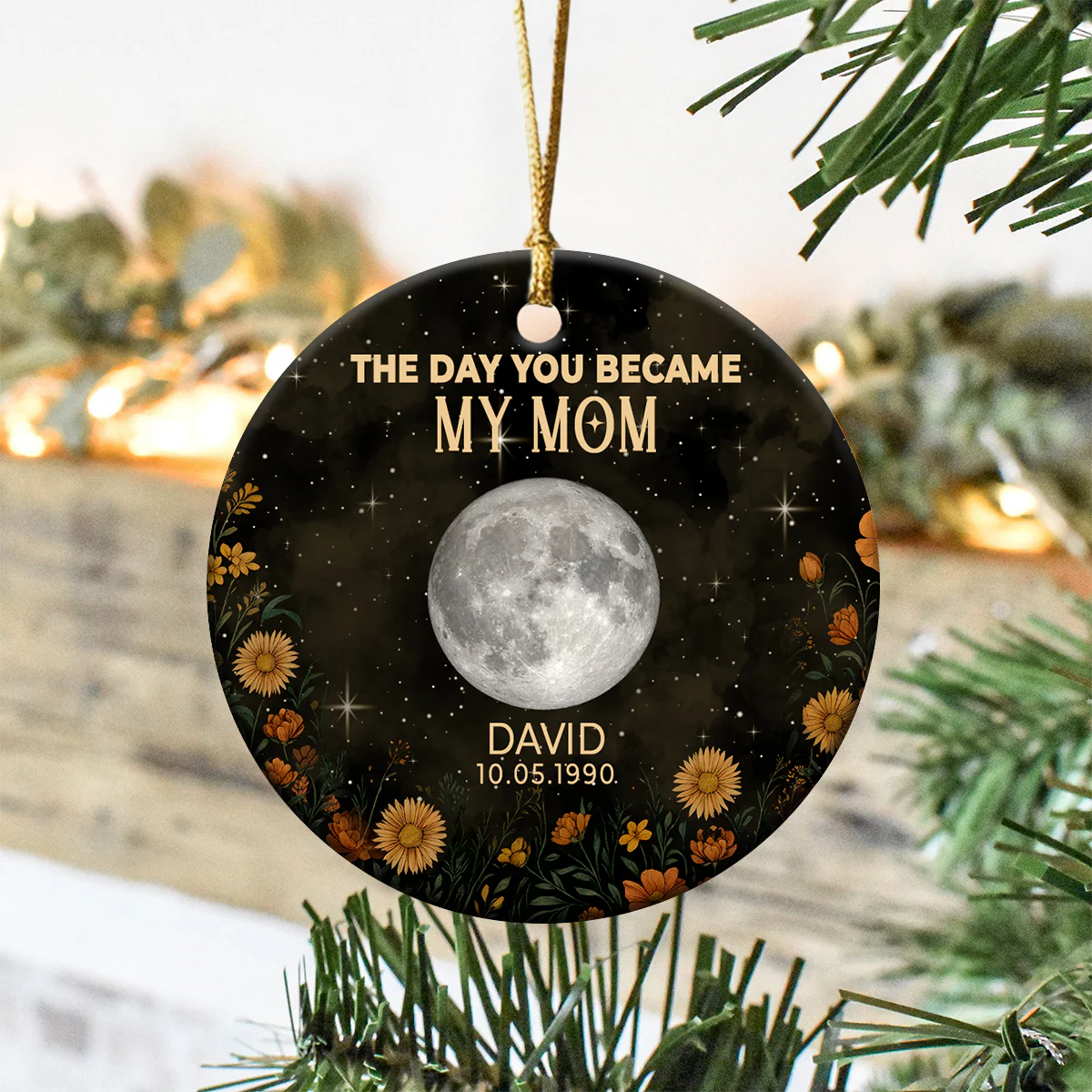 Personalized Birth Month The Day You Become Mom Ceramic Ornament LM32 895387 - Image 3