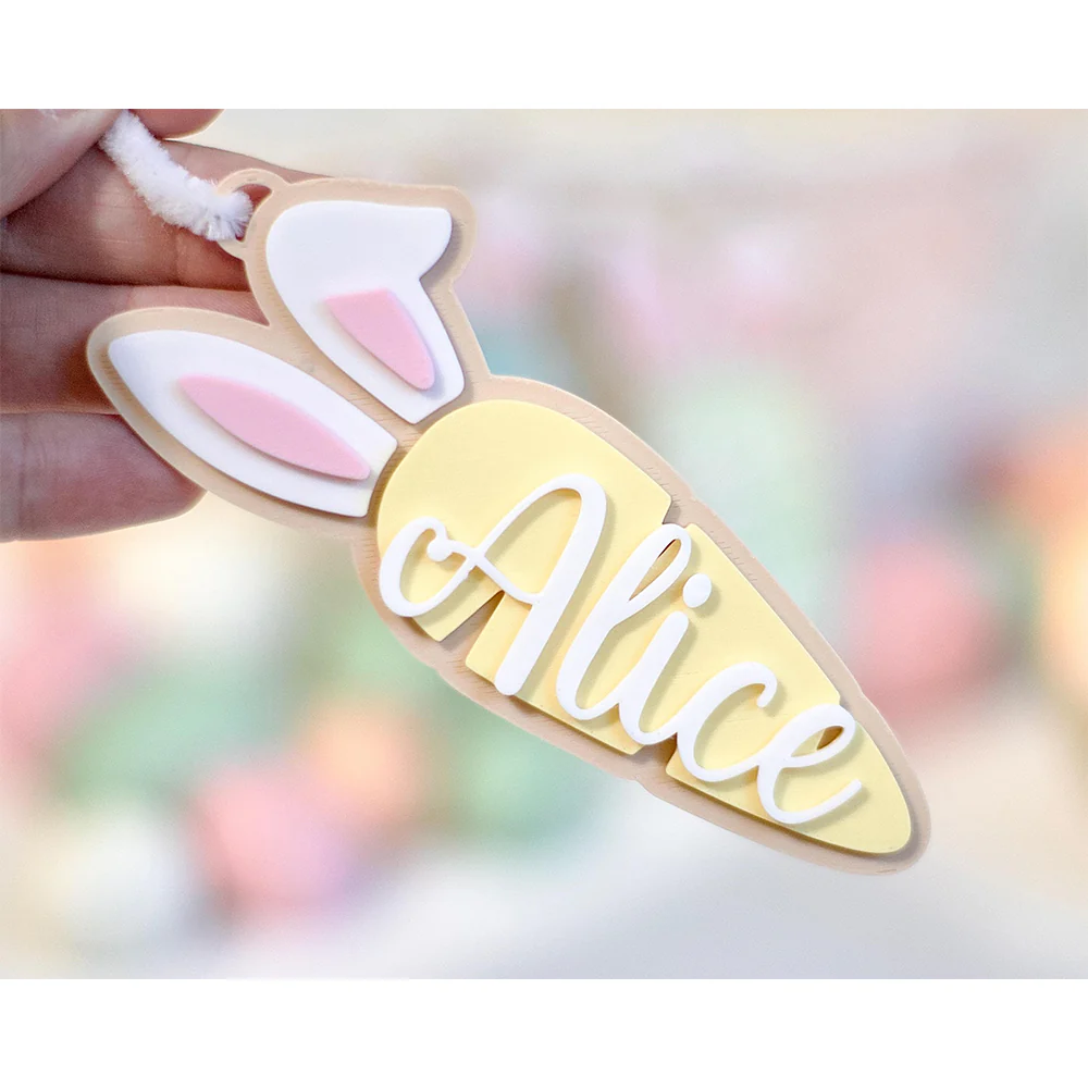 Personalized Bunny Carrot Easter Basket Name Tag - Easter Gift for Kids LM32 897773 - Image 3