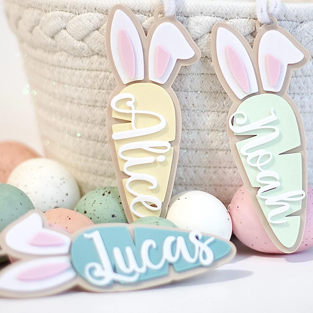 Personalized Bunny Carrot Easter Basket Name Tag - Easter Gift for Kids LM32 897773 - Image 5