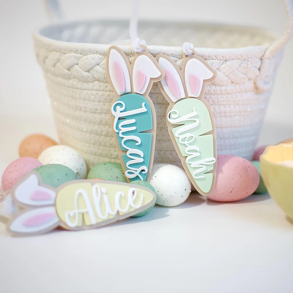 Personalized Bunny Carrot Easter Basket Name Tag - Easter Gift for Kids LM32 897773 - Image 6