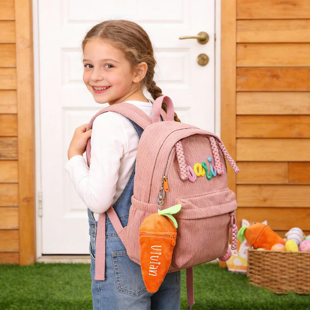 Personalized Bunny Rabbit Plush Reversible Carrot Keychain - Easter Gift for Kids LM32 897769 - Image 2