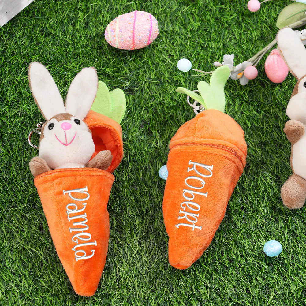 Personalized Bunny Rabbit Plush Reversible Carrot Keychain - Easter Gift for Kids LM32 897769 - Image 5