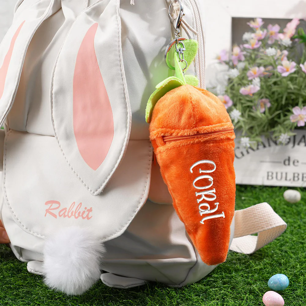 Personalized Bunny Rabbit Plush Reversible Carrot Keychain - Easter Gift for Kids LM32 897769 - Image 7