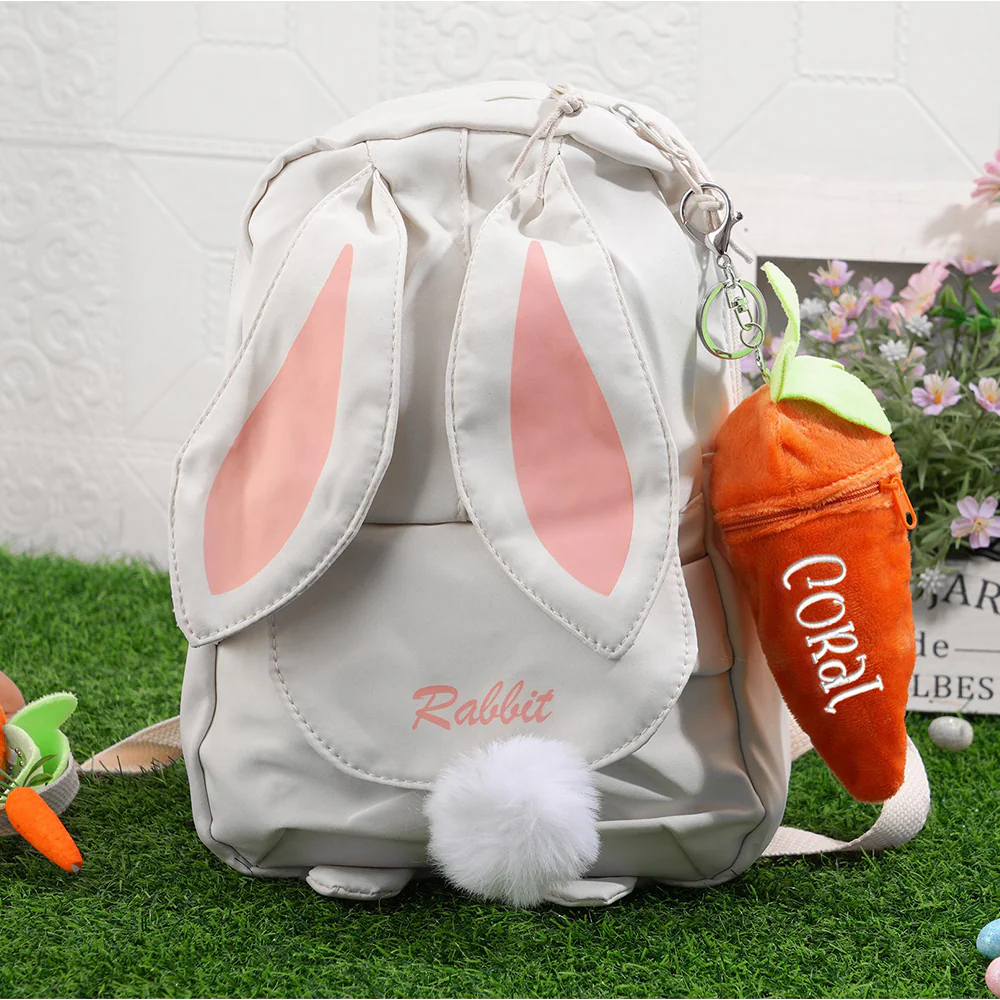 Personalized Bunny Rabbit Plush Reversible Carrot Keychain - Easter Gift for Kids LM32 897769 - Image 8