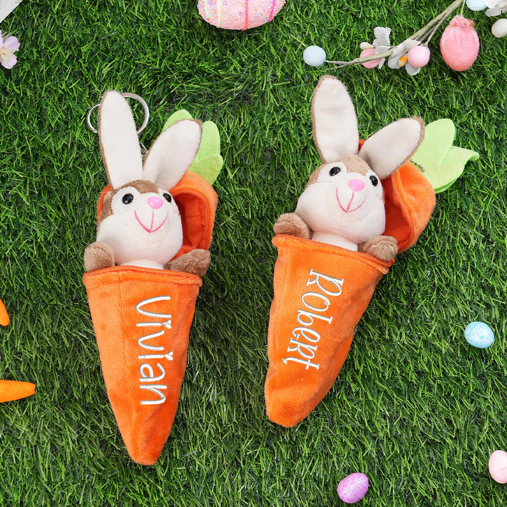 Personalized Bunny Rabbit Plush Reversible Carrot Keychain - Easter Gift for Kids LM32 897769 - Image 9