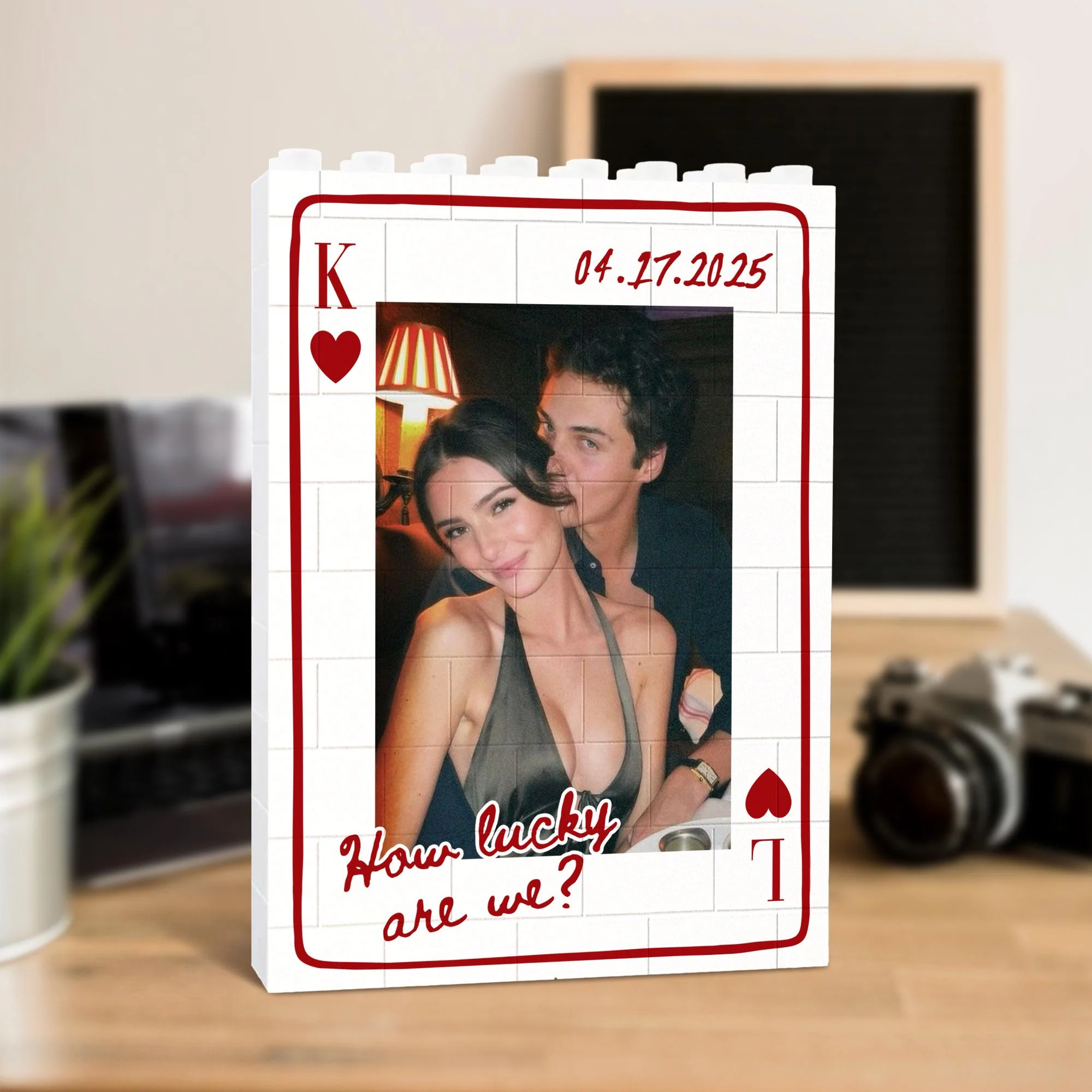 Personalized Couple Photo Playing Card Puzzle Building Brick Blocks LM32 899173 - Image 7
