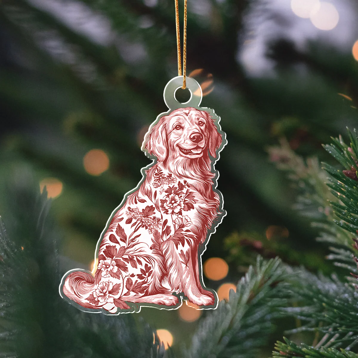 Personalized Dog Toile De Jouy Acrylic Ornament LM32 895043 - Image 3