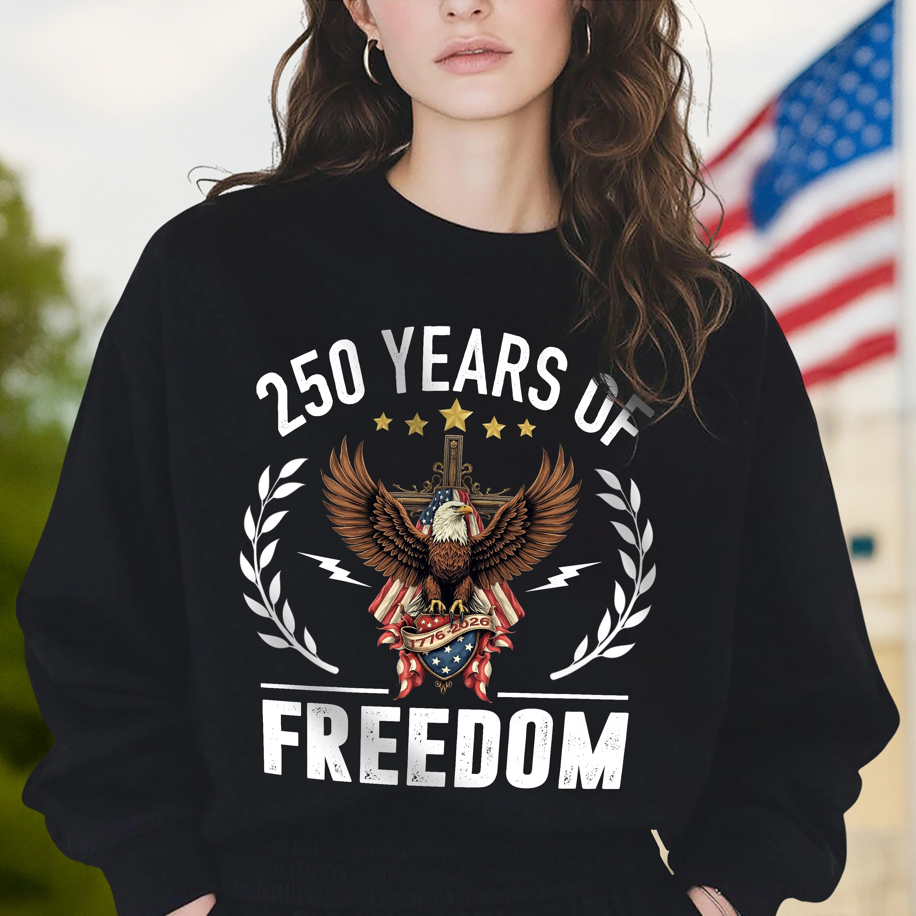 USA 250 of Freedom With Eagle Dark Shirt For Family Gift LM32 895139 - Image 2