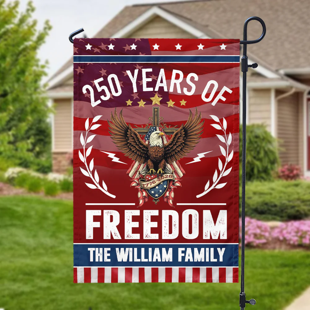 Personalized Family Name American - 250th of Freedom With Eagle Garden Flag LM32 895141 - Image 6