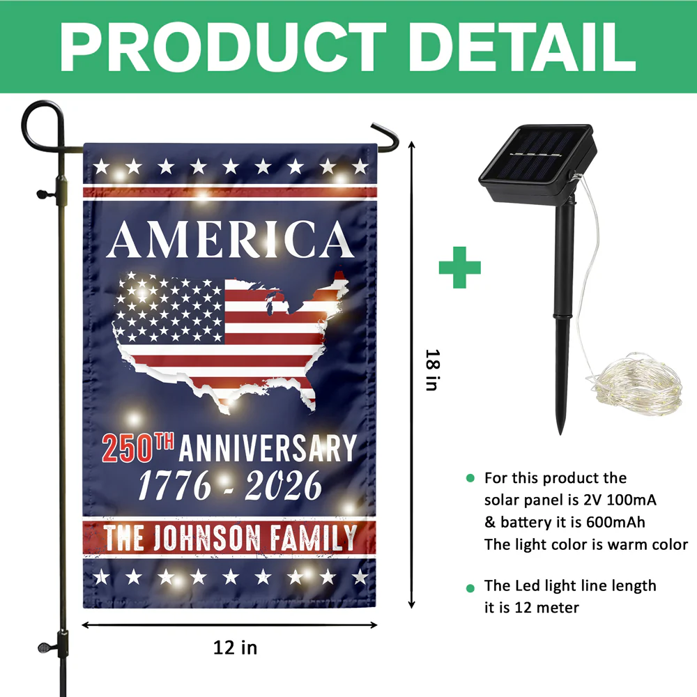 Personalized Family Name America 250th Anniversary LED Garden Flag LM32 895819 - Image 7
