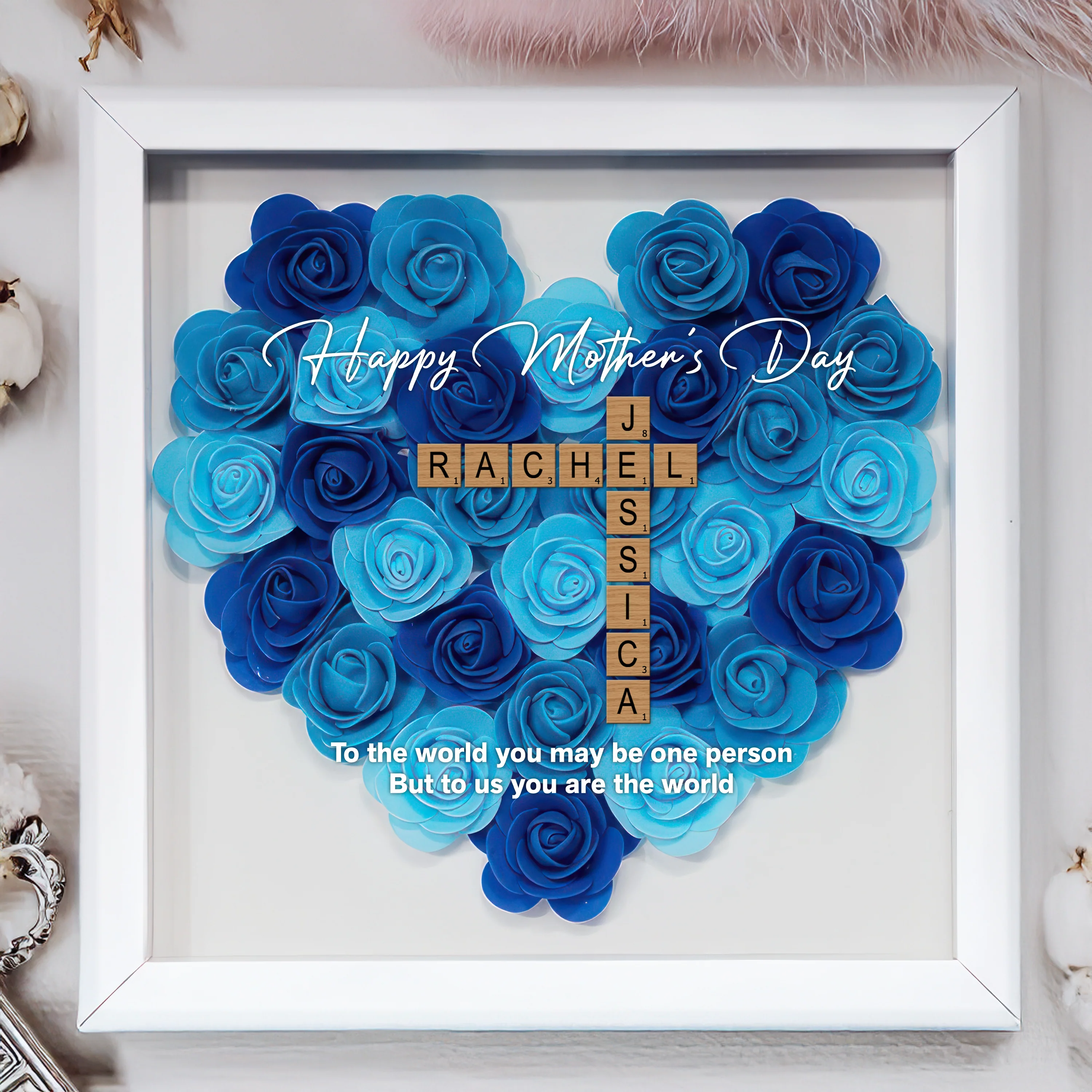 Personalized Family Name Crossword Art Flower Shadow Box For Mother's Day LM32 893277 - Image 2