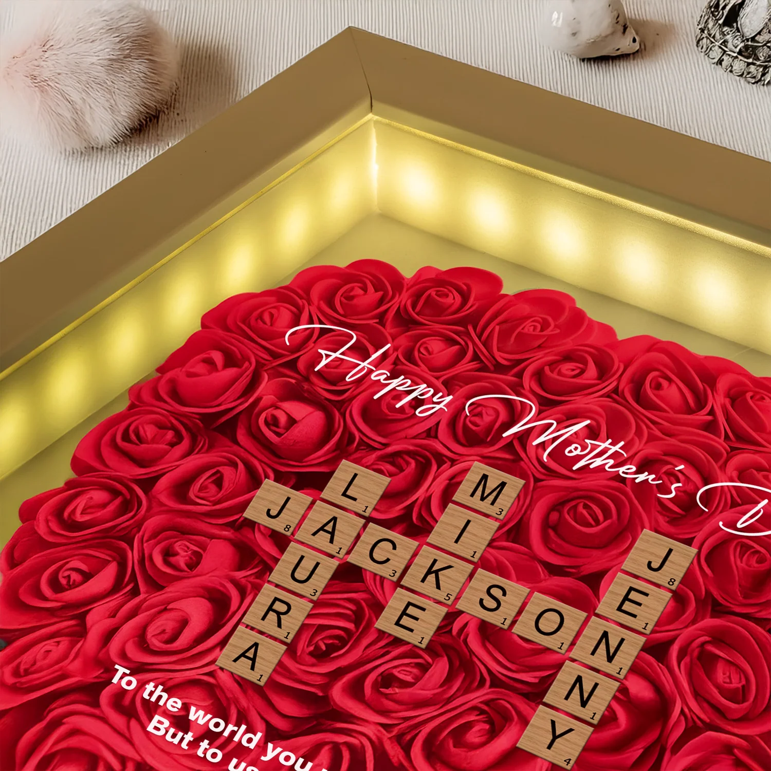 Personalized Family Name Crossword Art Flower Shadow Box For Mother's Day LM32 893277 - Image 5