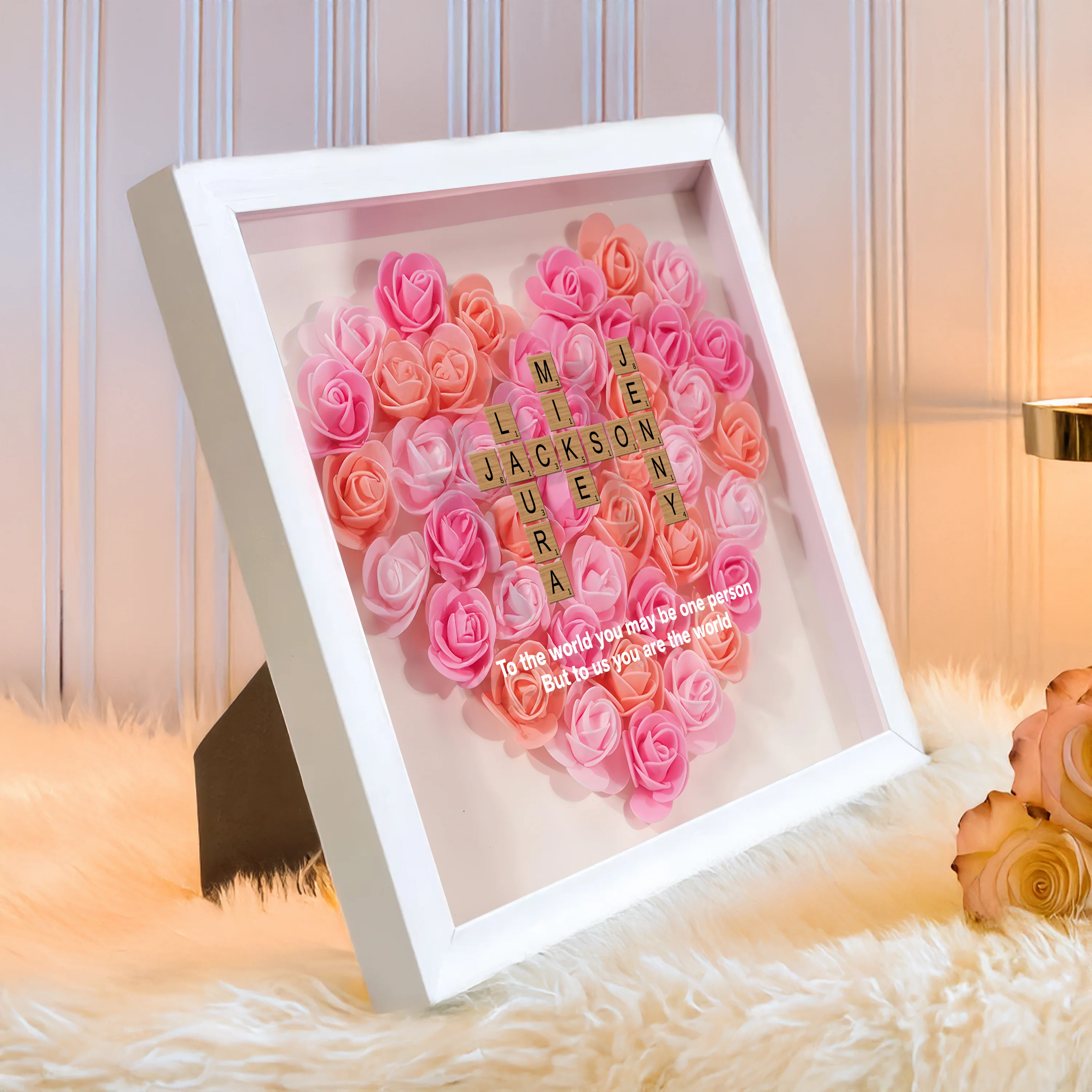 Personalized Family Name Crossword Art Flower Shadow Box For Mother's Day LM32 893277 - Image 6