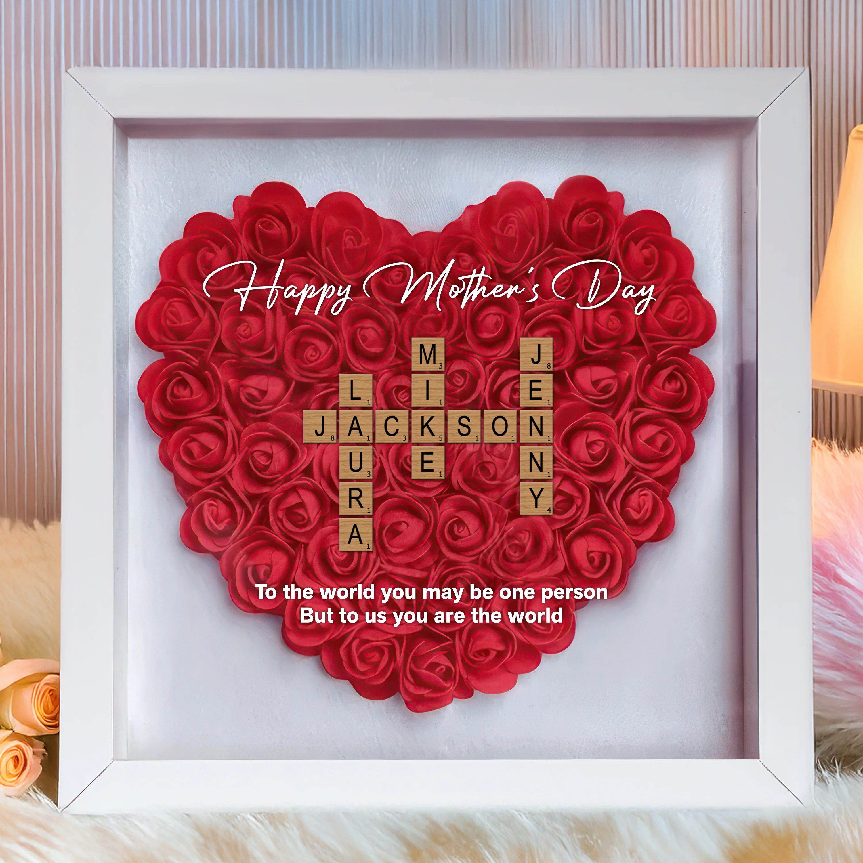Personalized Family Name Crossword Art Flower Shadow Box For Mother's Day LM32 893277 - Image 7