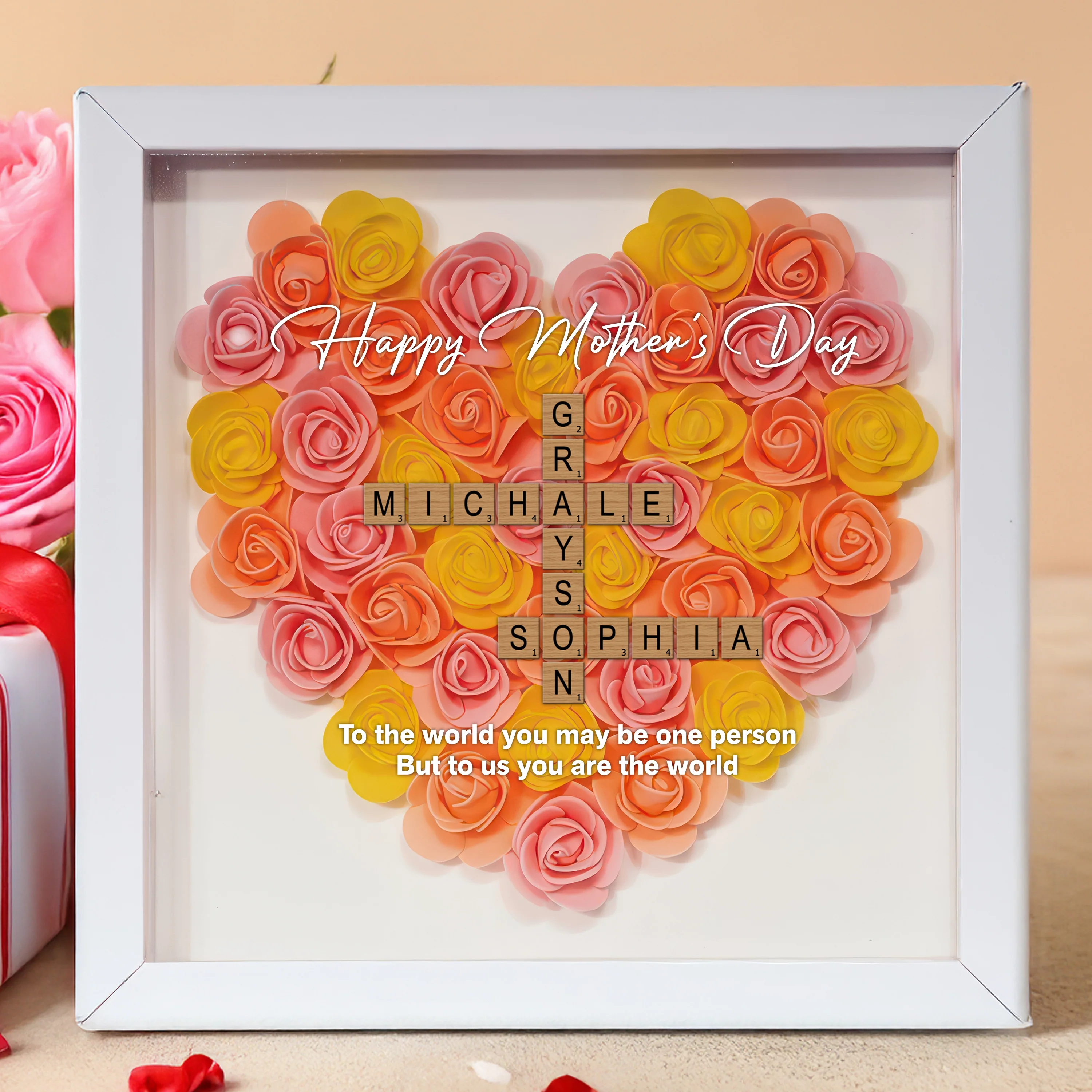 Personalized Family Name Crossword Art Flower Shadow Box For Mother's Day LM32 893277 - Image 8
